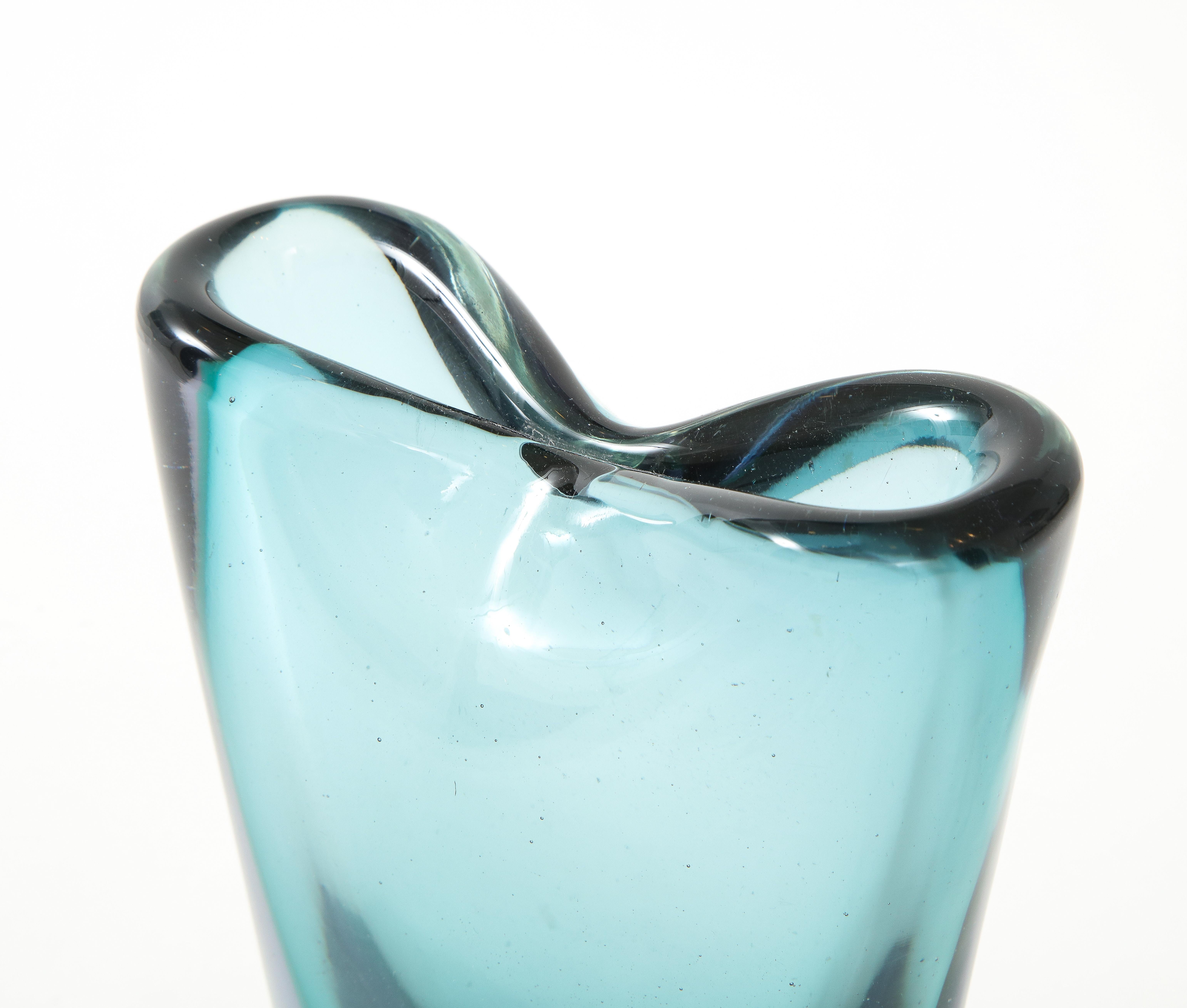 Flavio Poli for Seguso Vetri d'Arte Sommerso Pinched Glass Vase, Italy, 1950s 1
