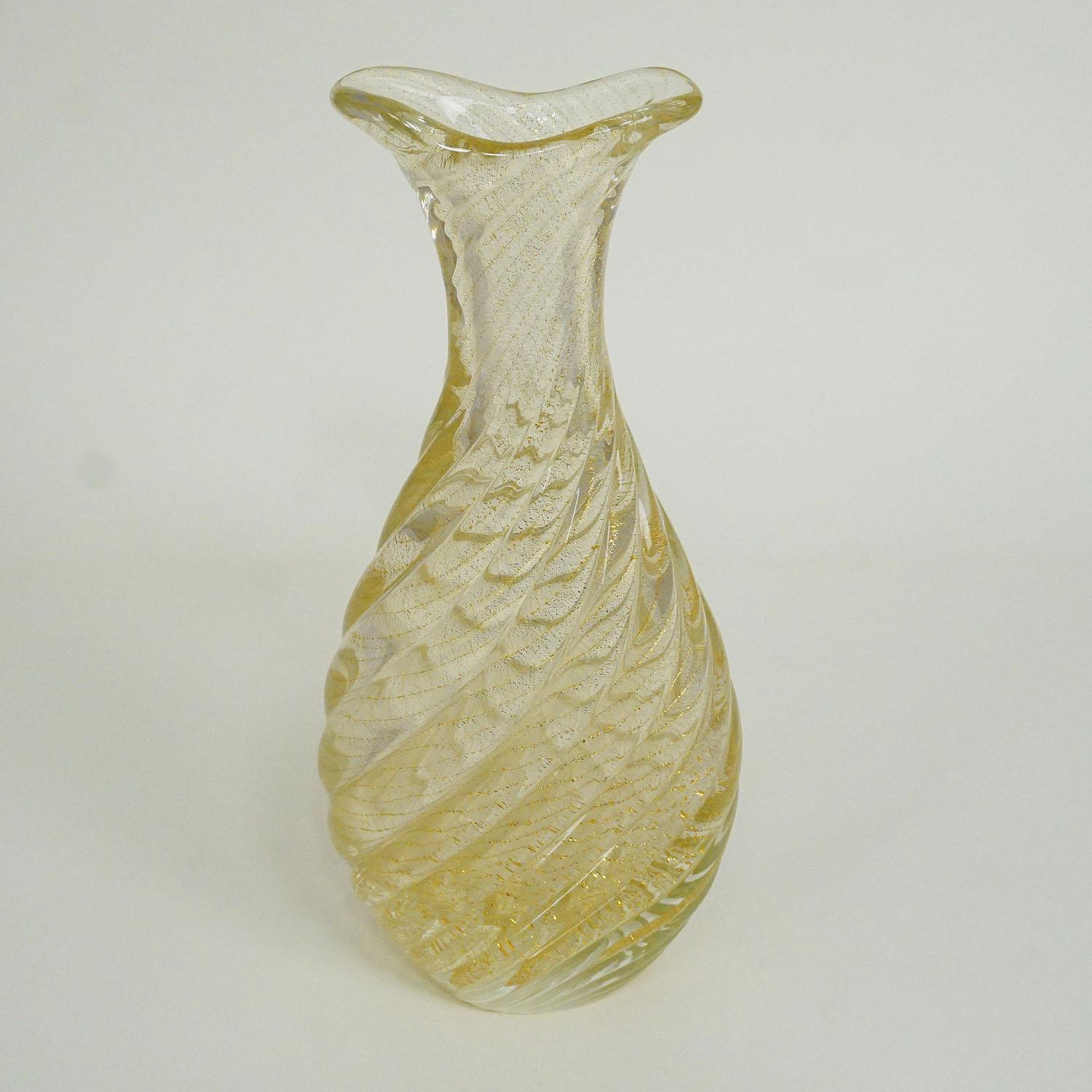 Mid-Century Modern Flavio Poli for Seguso Vetri d'Arte Vase Incrociato oro 1949 For Sale