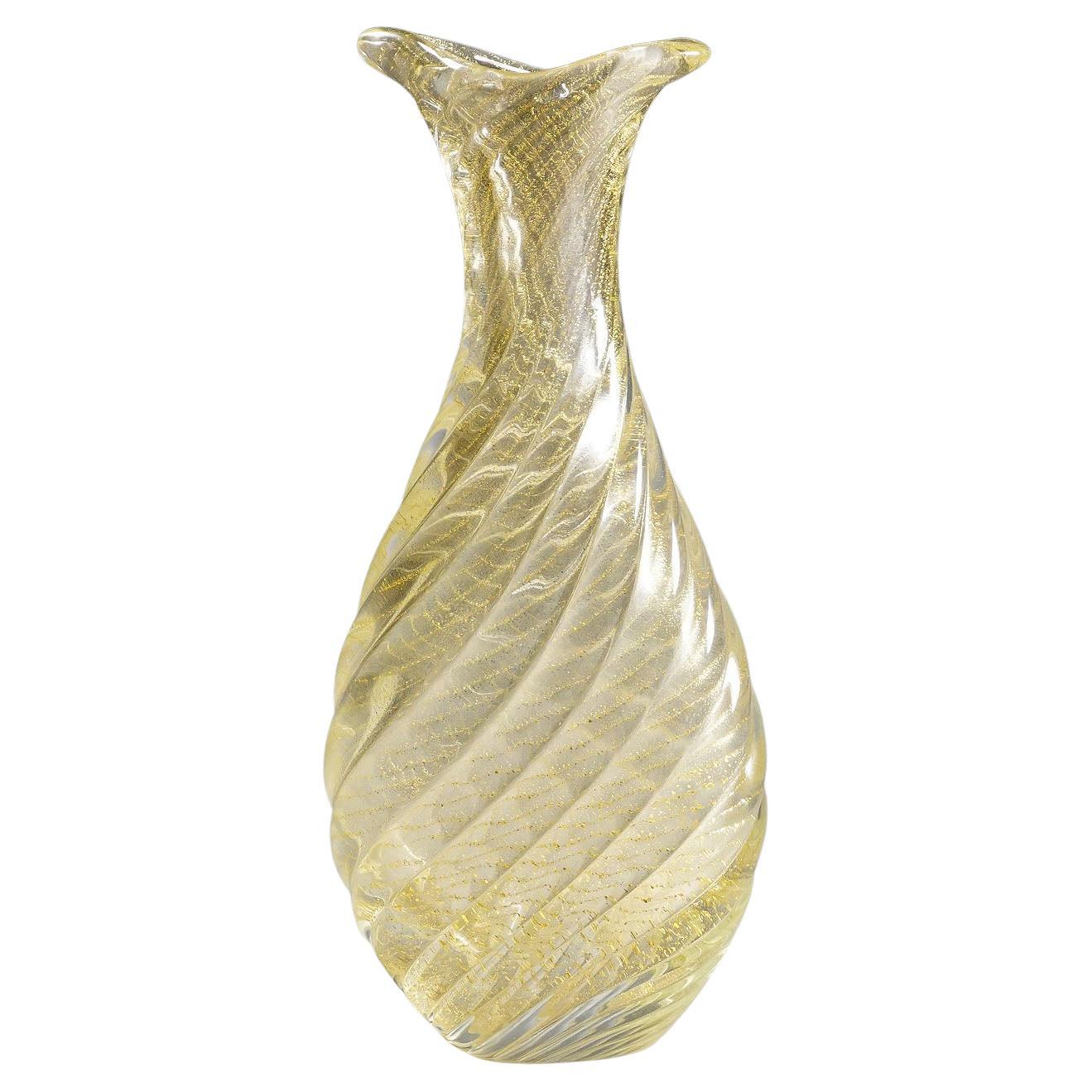 Flavio Poli for Seguso Vetri d'Arte Vase Incrociato oro 1949 For Sale