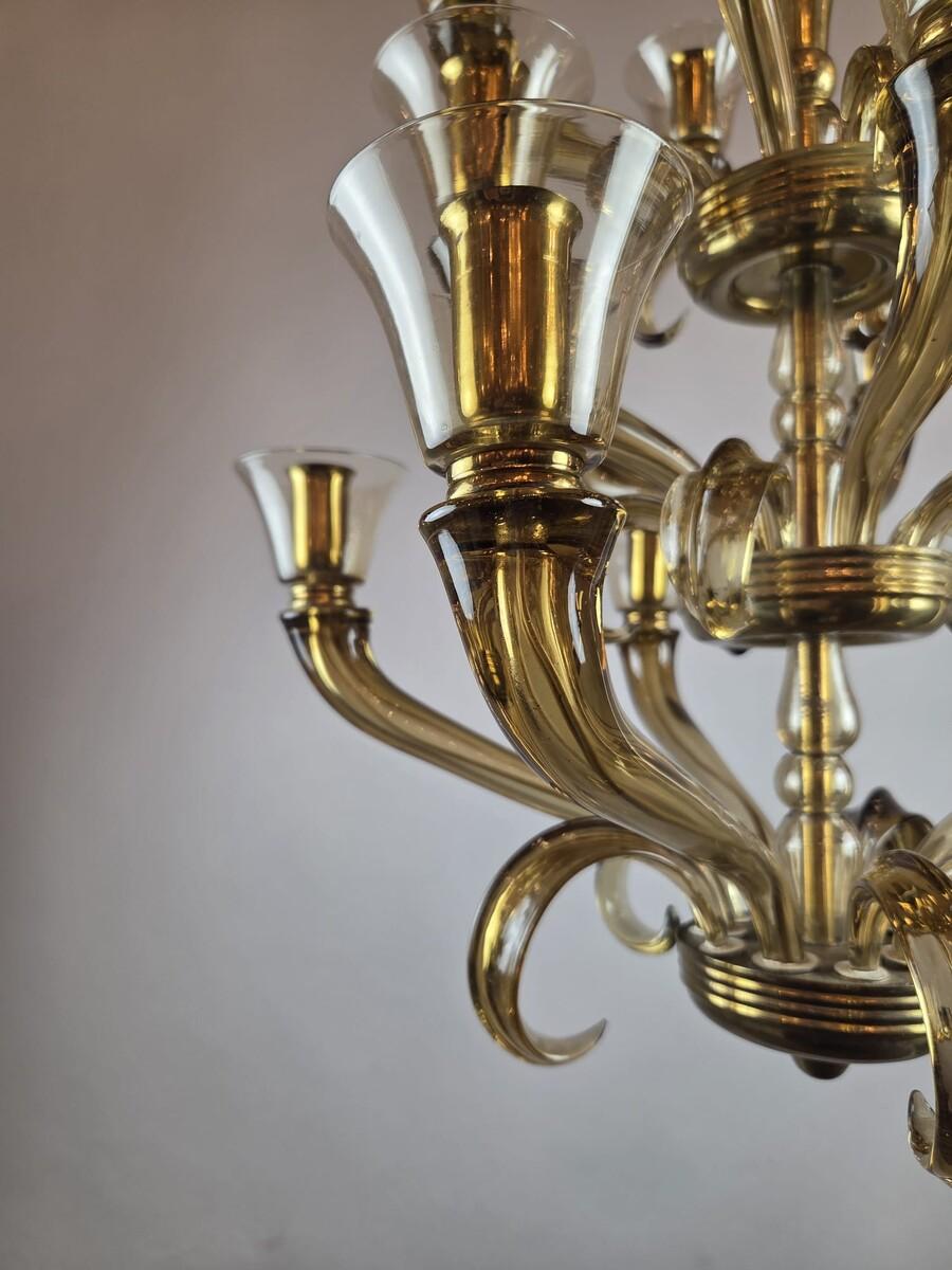 Lampadario in vetro di Flavio Poli con 15 bracci luminosi, 1940 In condizioni buone in vendita a Brussels, BE
