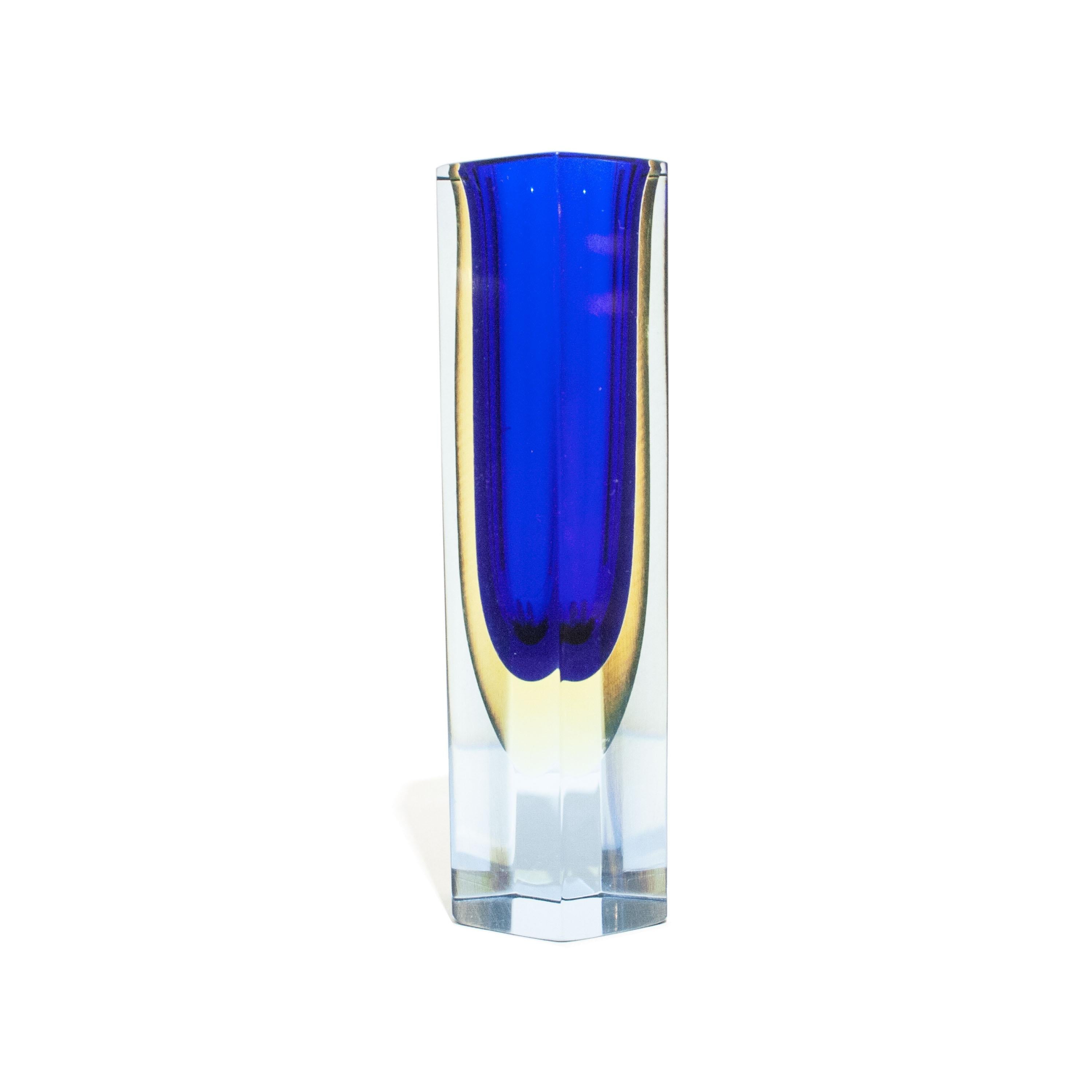 Mid-Century Modern Flavio Poli Hand-Crafted Blue Murano Small Glass Vase, Italy, 1960