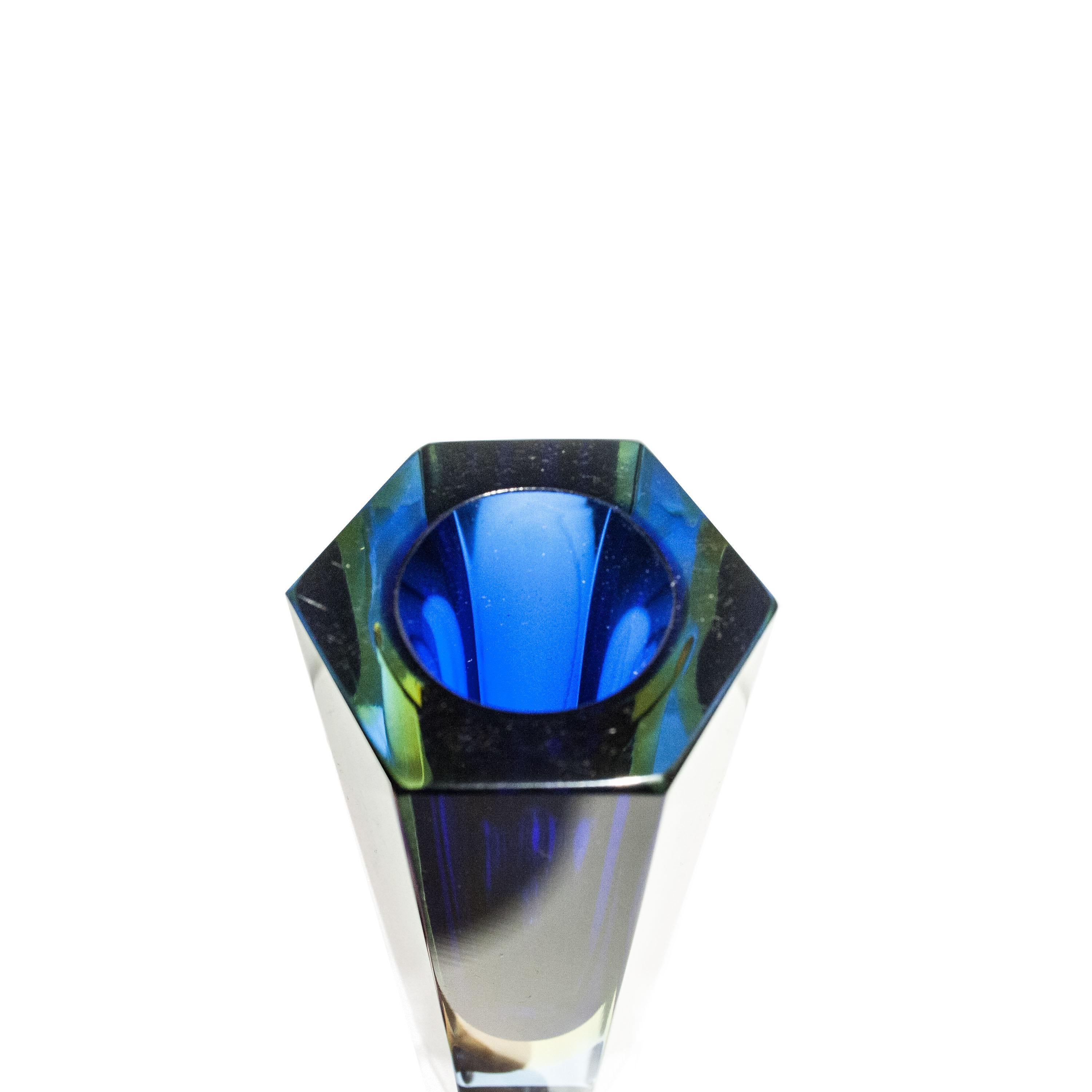 Italian Flavio Poli Hand-Crafted Blue Murano Small Glass Vase, Italy, 1960