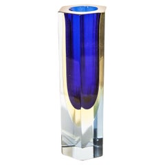 Flavio Poli Hand-Crafted Blue Murano Small Glass Vase, Italy, 1960