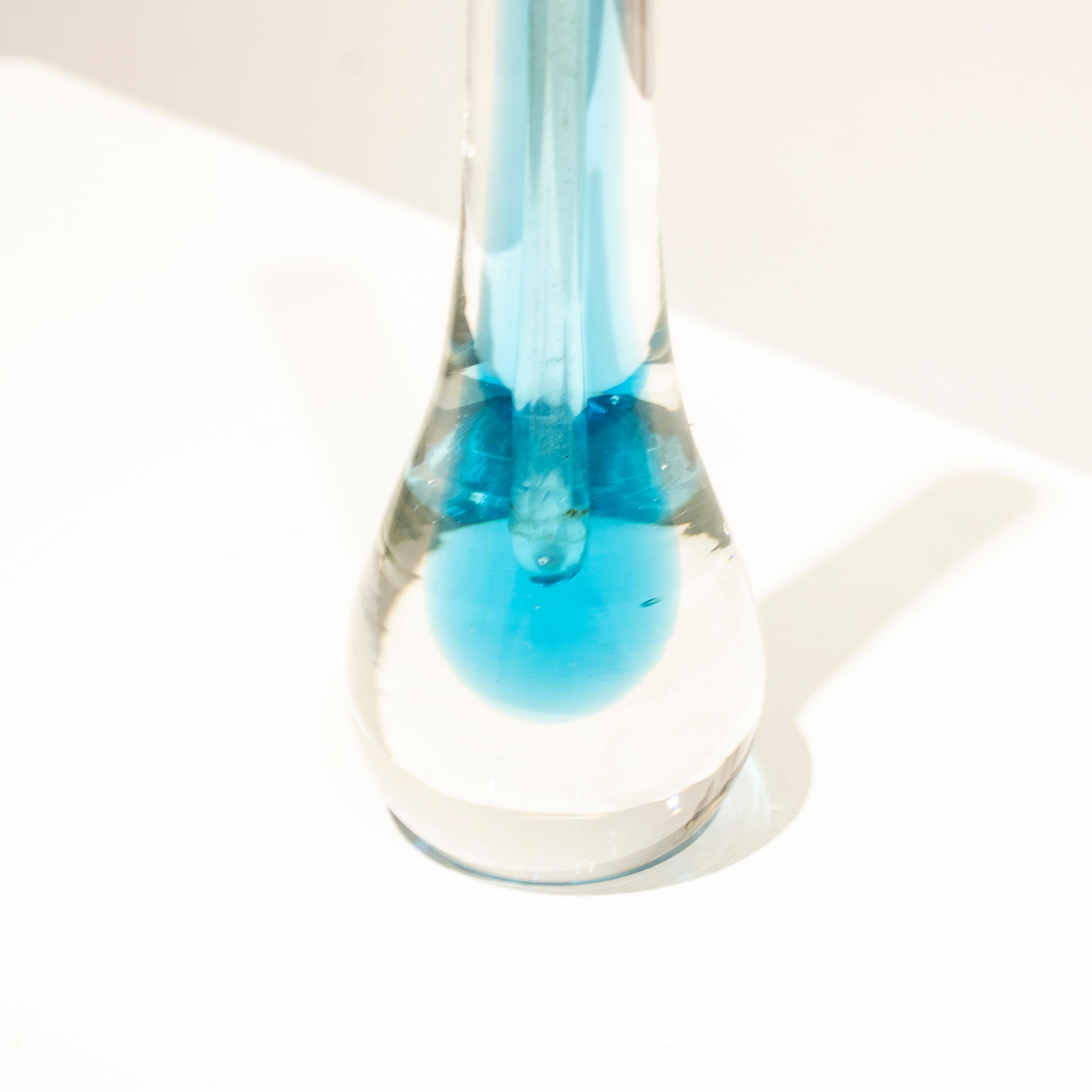 Flavio Poli Hand-Crafted Blue Murano Small Glass Vase, Italy, 1970 In Good Condition For Sale In Madrid, ES
