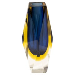 Flavio Poli Hand-Crafted Blue Murano Small Glass Vase, Italy, 1970