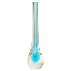 Flavio Poli Hand-Crafted Blue Murano Small Glass Vase, Italy, 1970