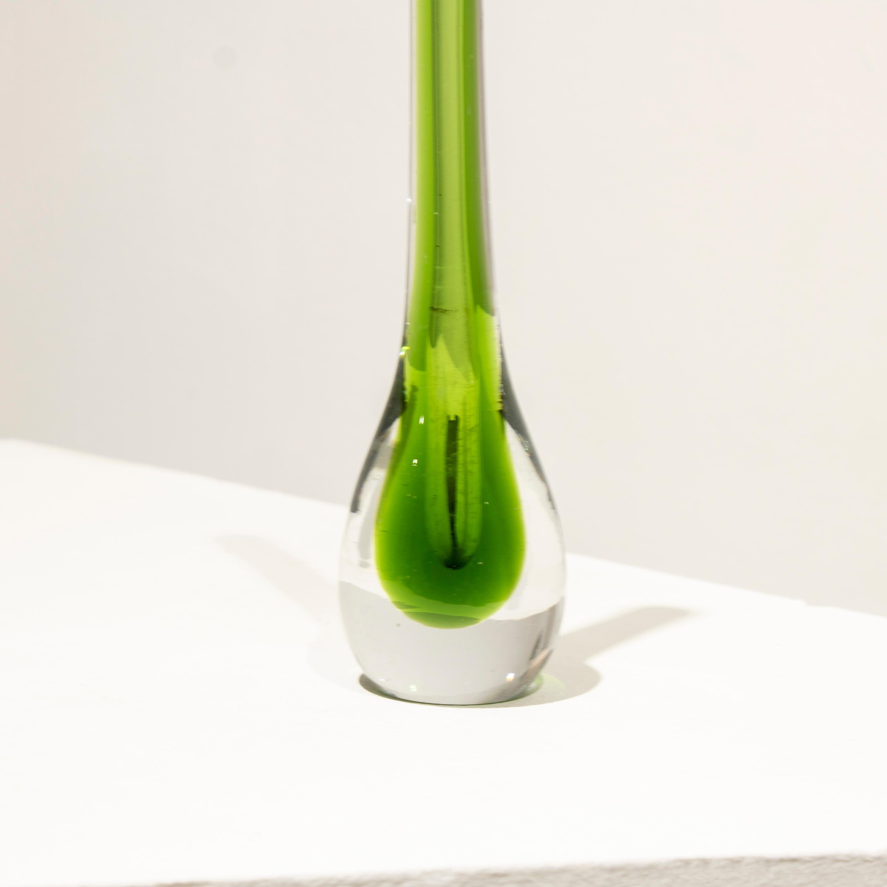 Italian Flavio Poli Hand-Crafted Green Murano Small Glass Vase, Italy, 1970 For Sale