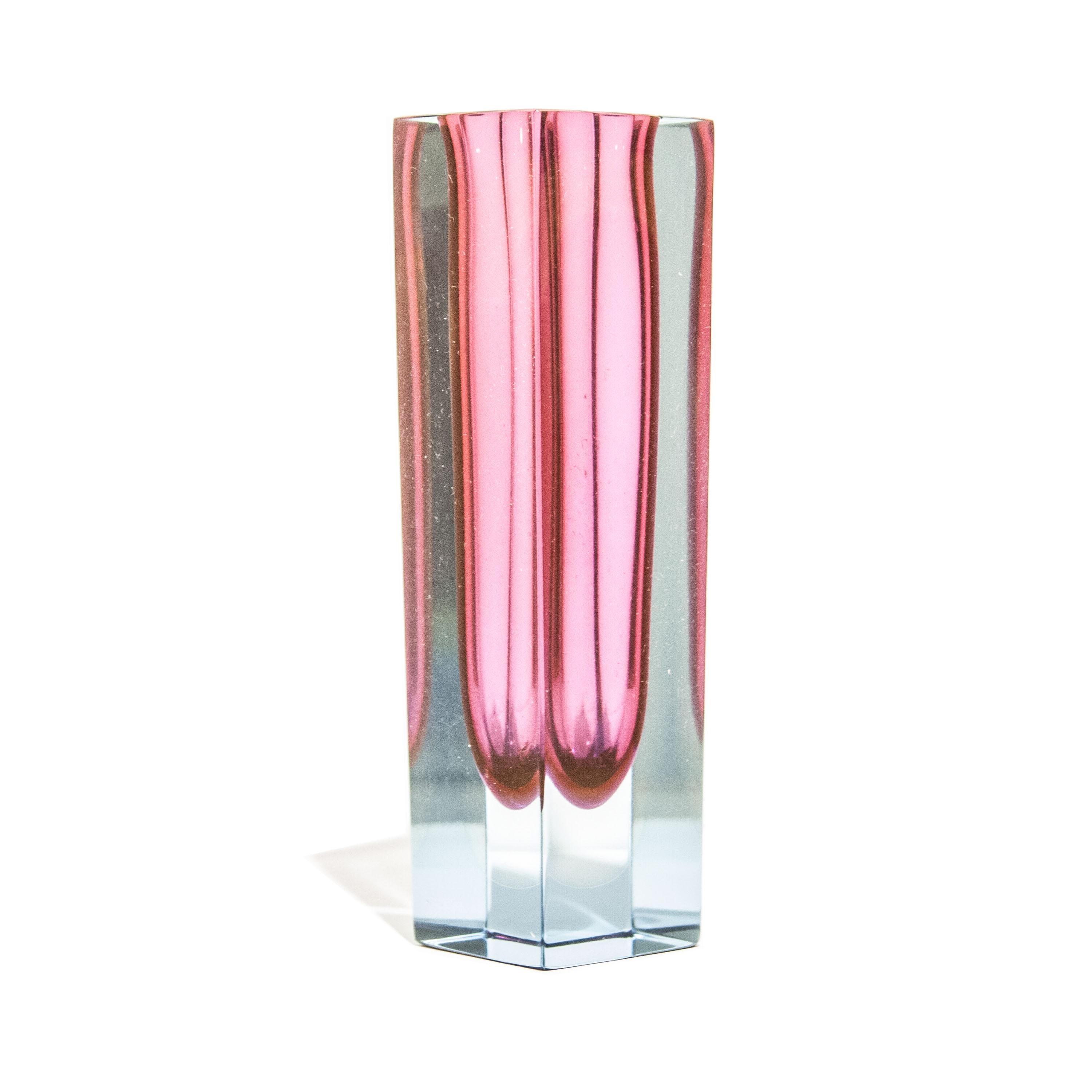 Mid-Century Modern Flavio Poli Hand-Crafted Pink Murano Small Glass Vase, Italy, 1970