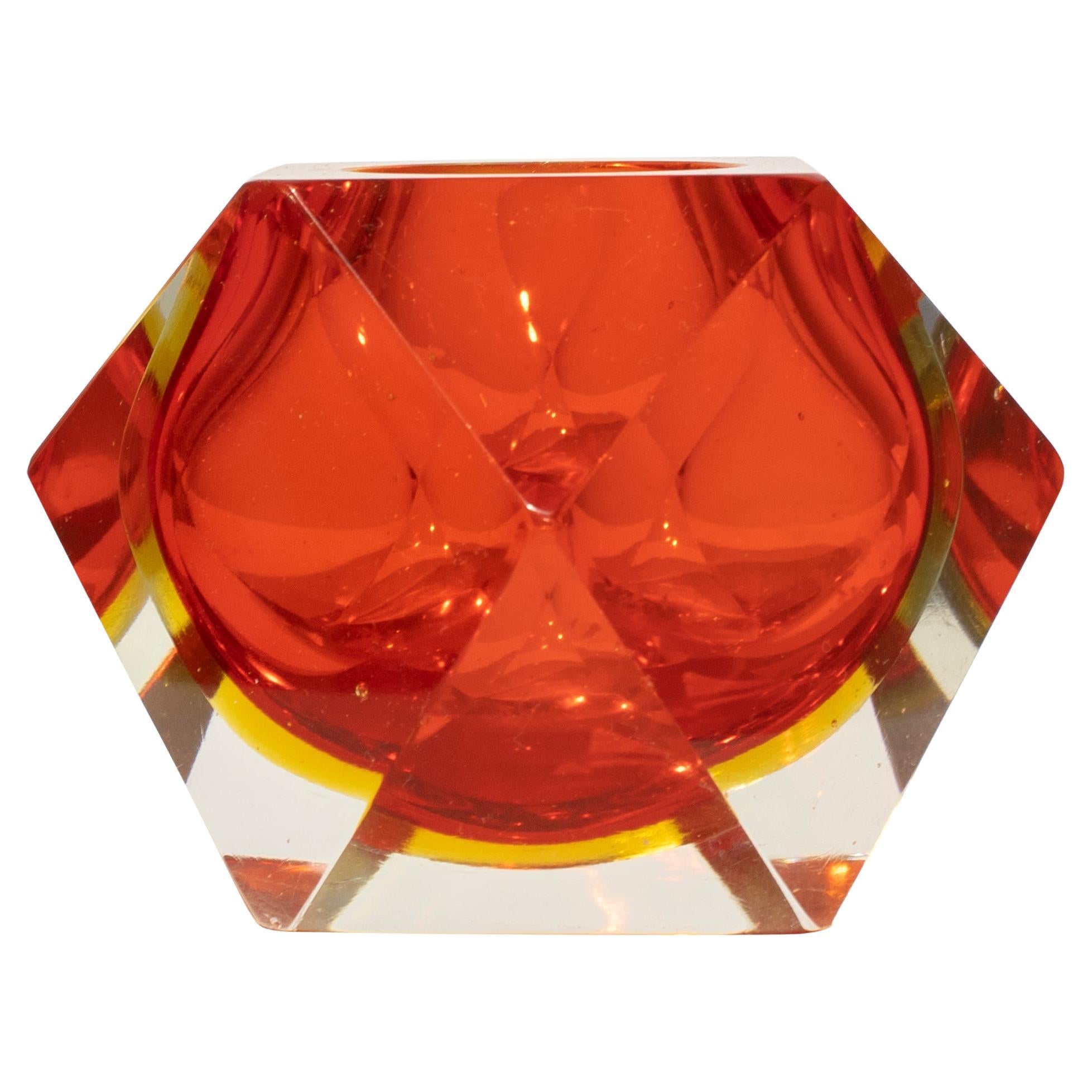 Flavio Poli Hand-Crafted Red Murano Small Vase, Italy, 1970 For Sale