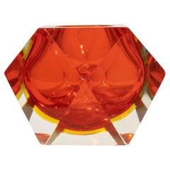 Flavio Poli Hand-Crafted Red Murano Small Vase, Italy, 1970