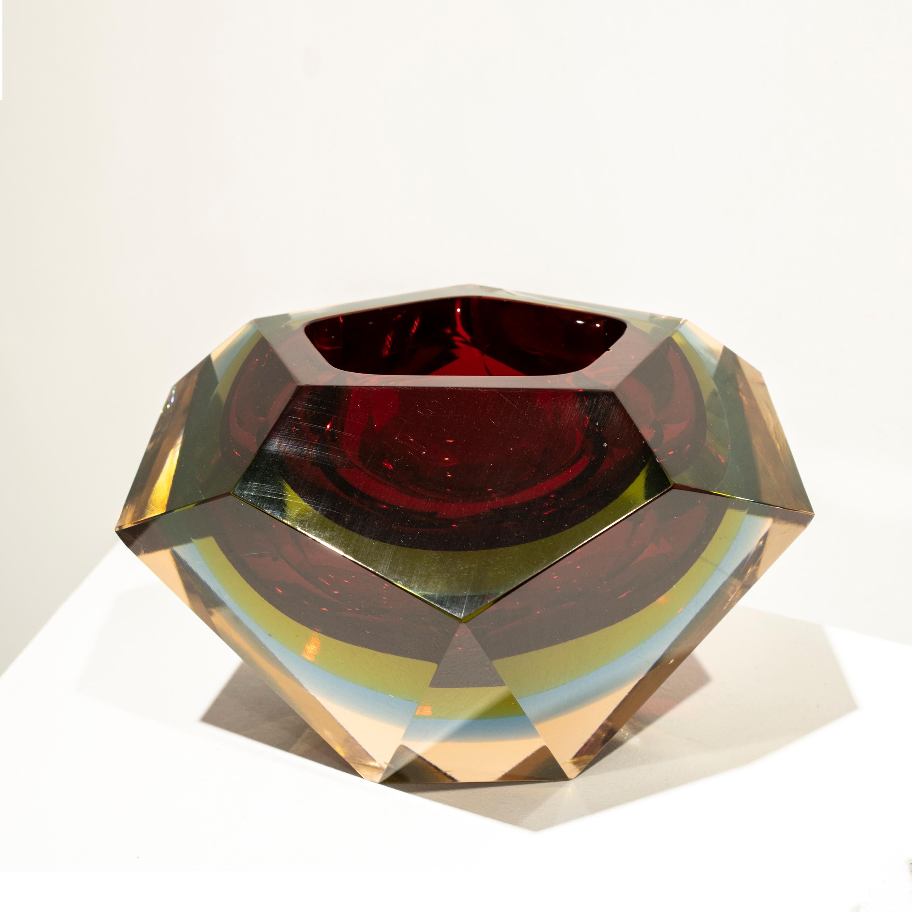 Flavio Poli Handgefertigte rote Murano-Vase, Italien, 1970 im Angebot 2