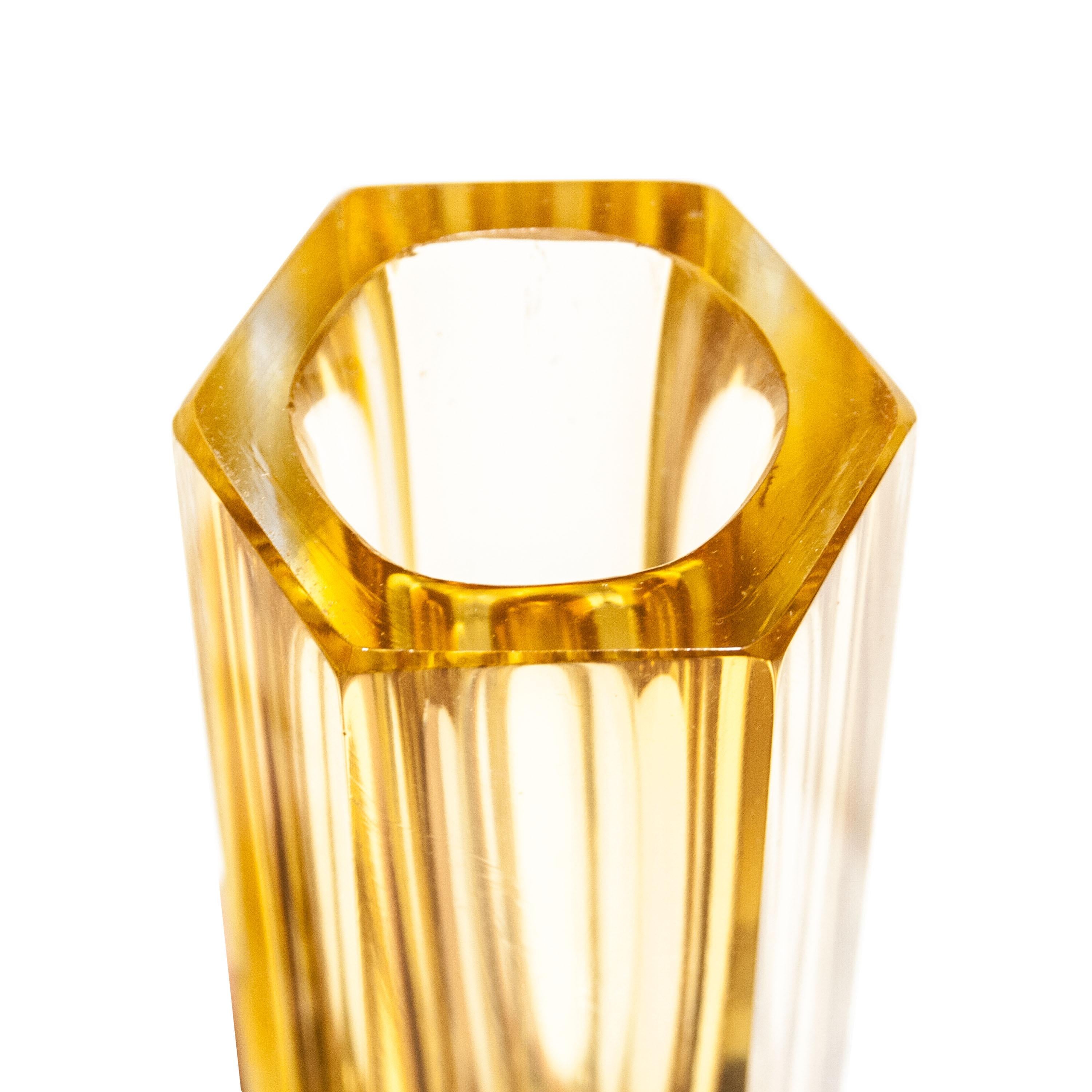 Italian Flavio Poli Hand-Crafted Yellow Murano Small Glass Vase, Italy, 1960