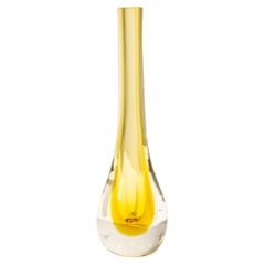 Flavio Poli Hand-Crafted Yellow Murano Small Glass Vase, Italy, 1970