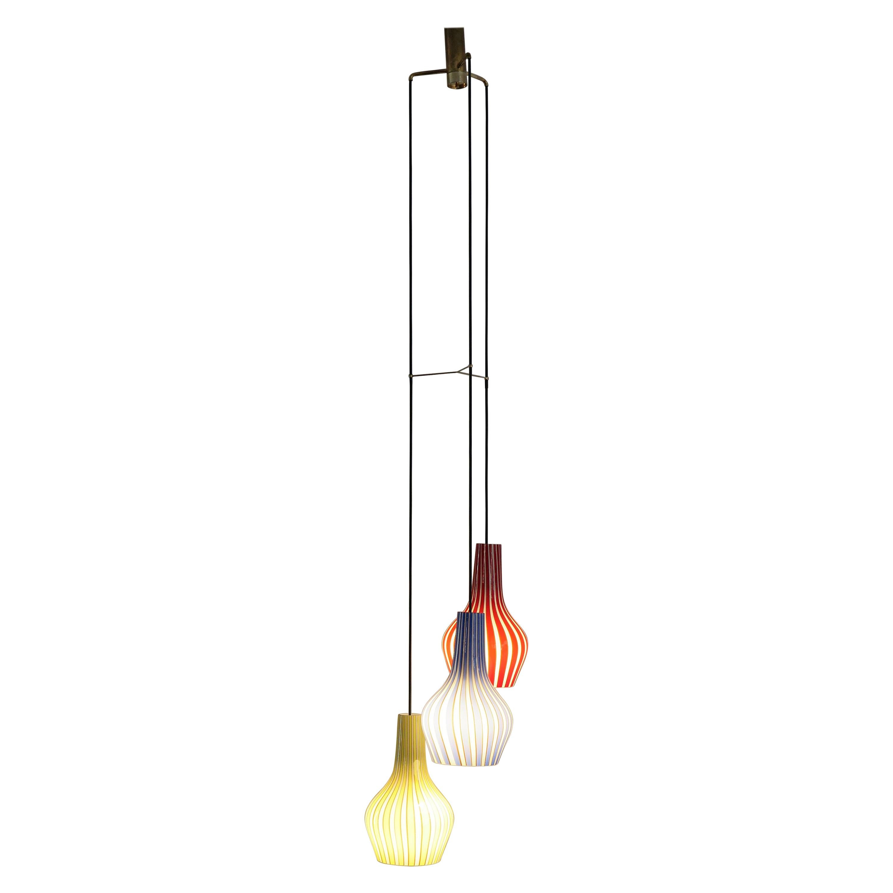 Flavio Poli Italian Mid-Century Modern Pendant Glass Lamp for Seguso, 1950s