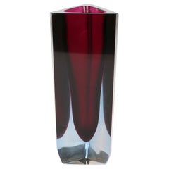 Flavio Poli Italian Murano Sommerso Blue 
Purple Art Glass Vase