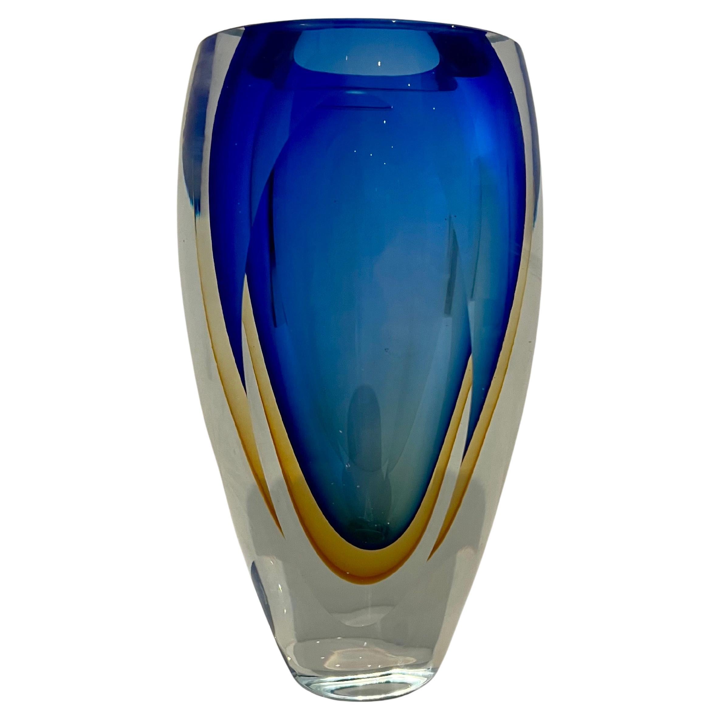 Mid-Century moderno Flavio Poli Vaso sfaccettato di Murano della metà del secolo scorso in vendita