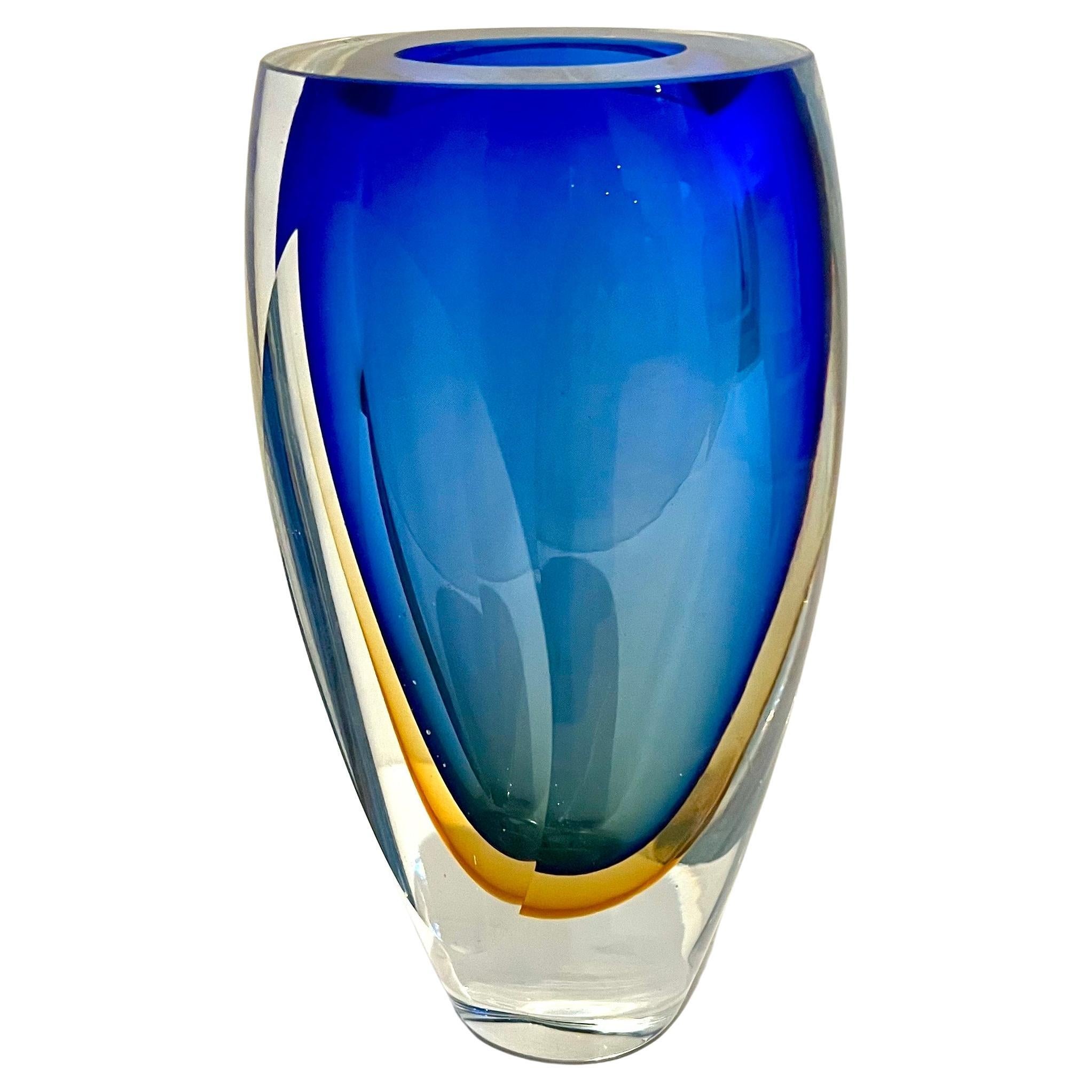 Flavio Poli Vaso sfaccettato di Murano della metà del secolo scorso In condizioni ottime in vendita a San Diego, CA