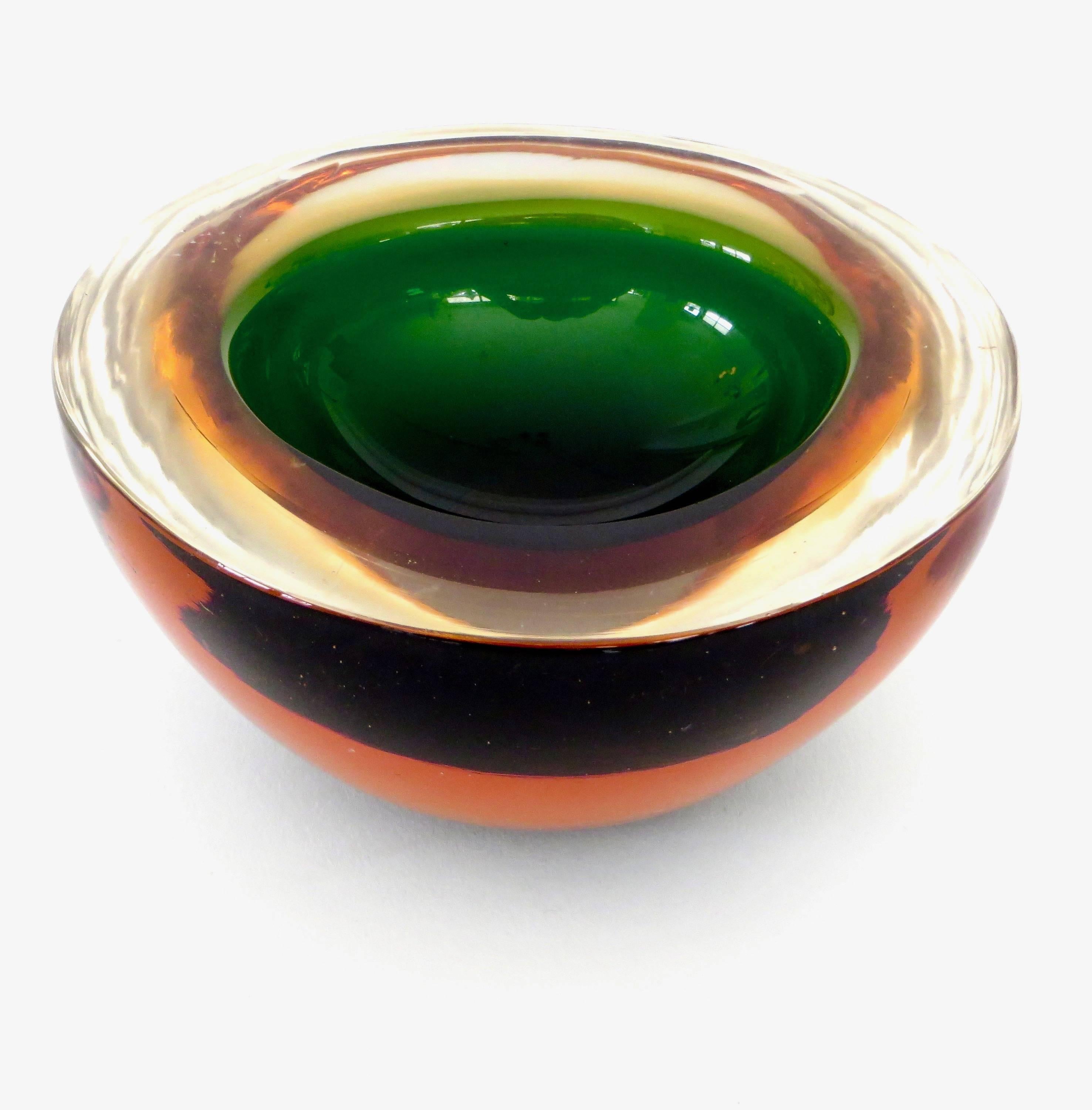 Flavio Poli Italian Sommerso Murano Glass Bowl In Excellent Condition In Chicago, IL