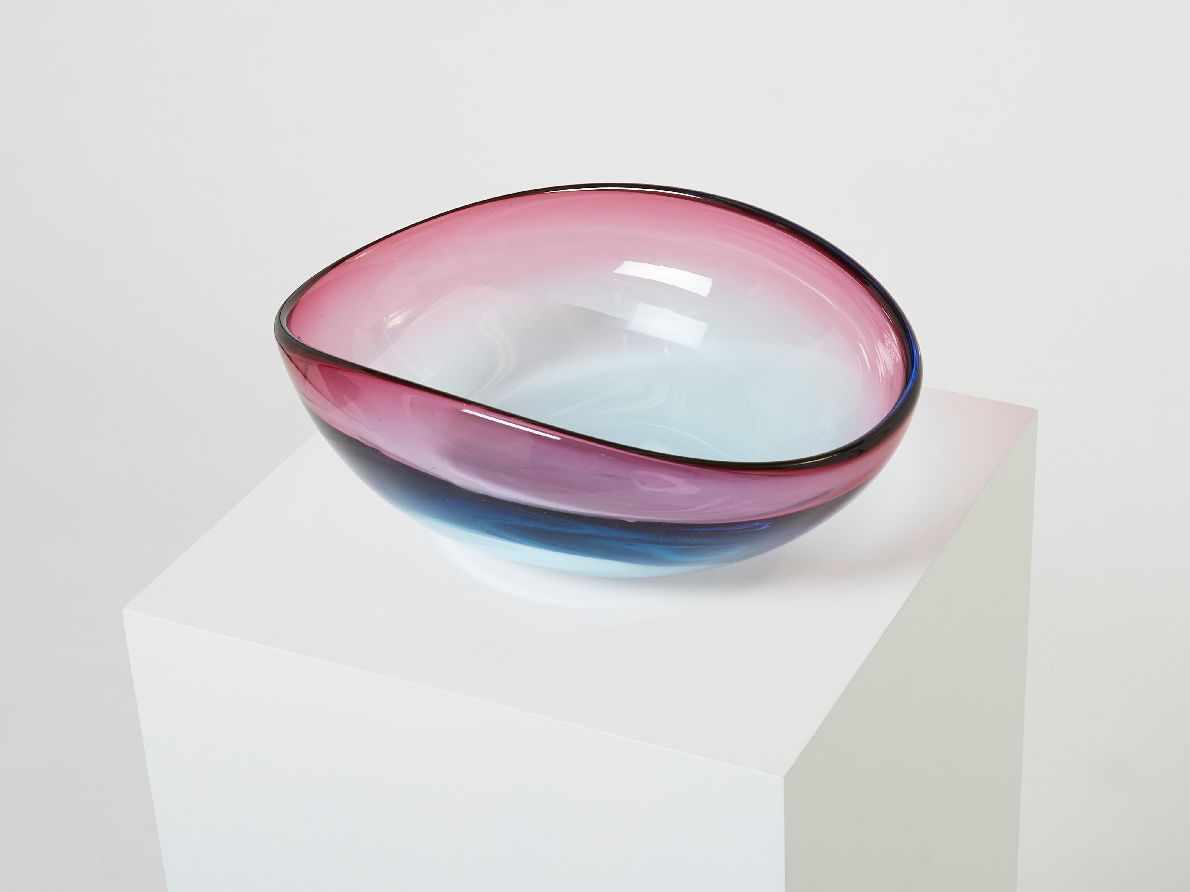 Italian Flavio Poli Large Bowl Centerpiece Murano Glass for Seguso, 1960  For Sale