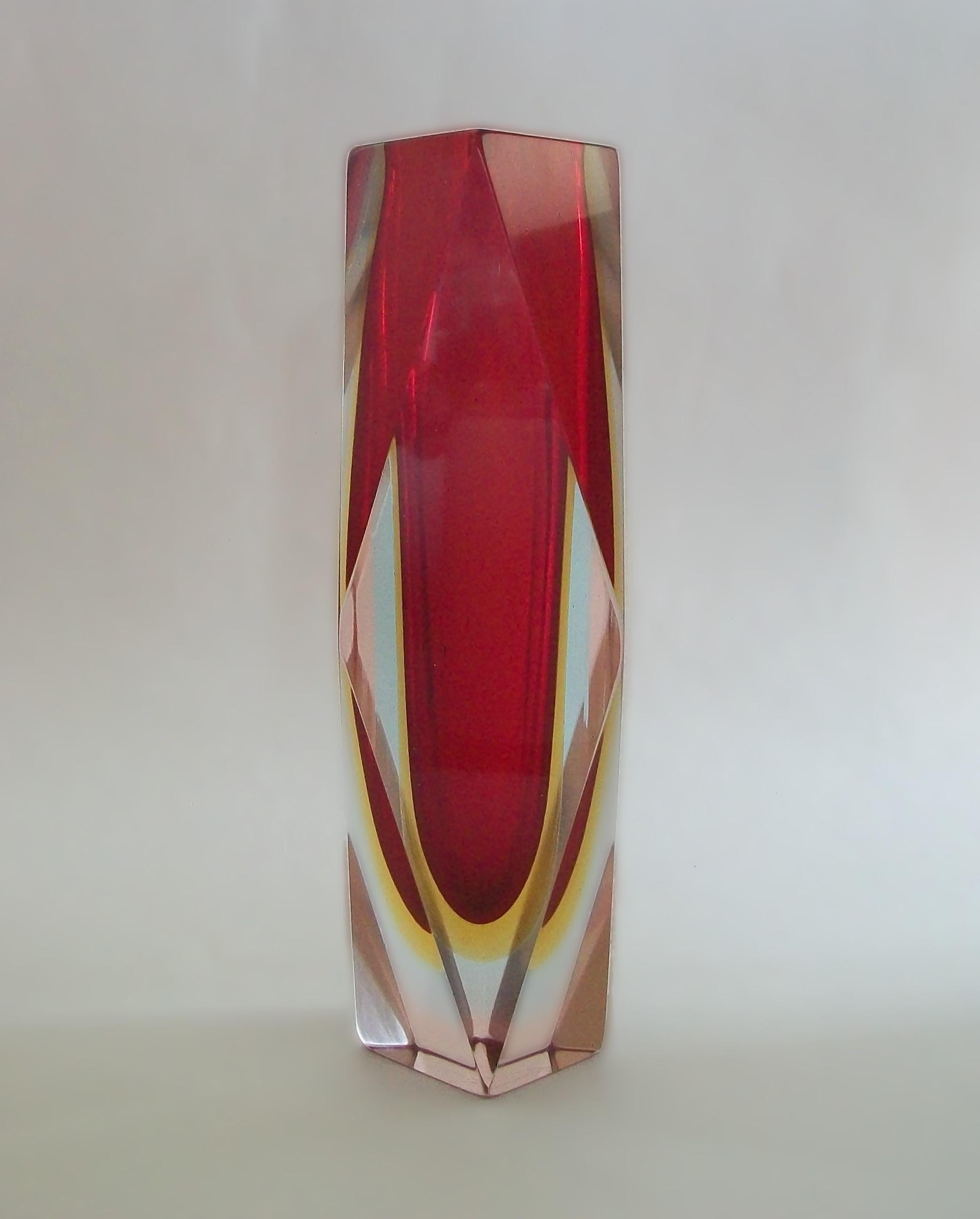 Flavio Poli, Luigi Mandruzzato, Sommerso Murano Glass Vase, Italien, ca. 1950er Jahre (Moderne der Mitte des Jahrhunderts)