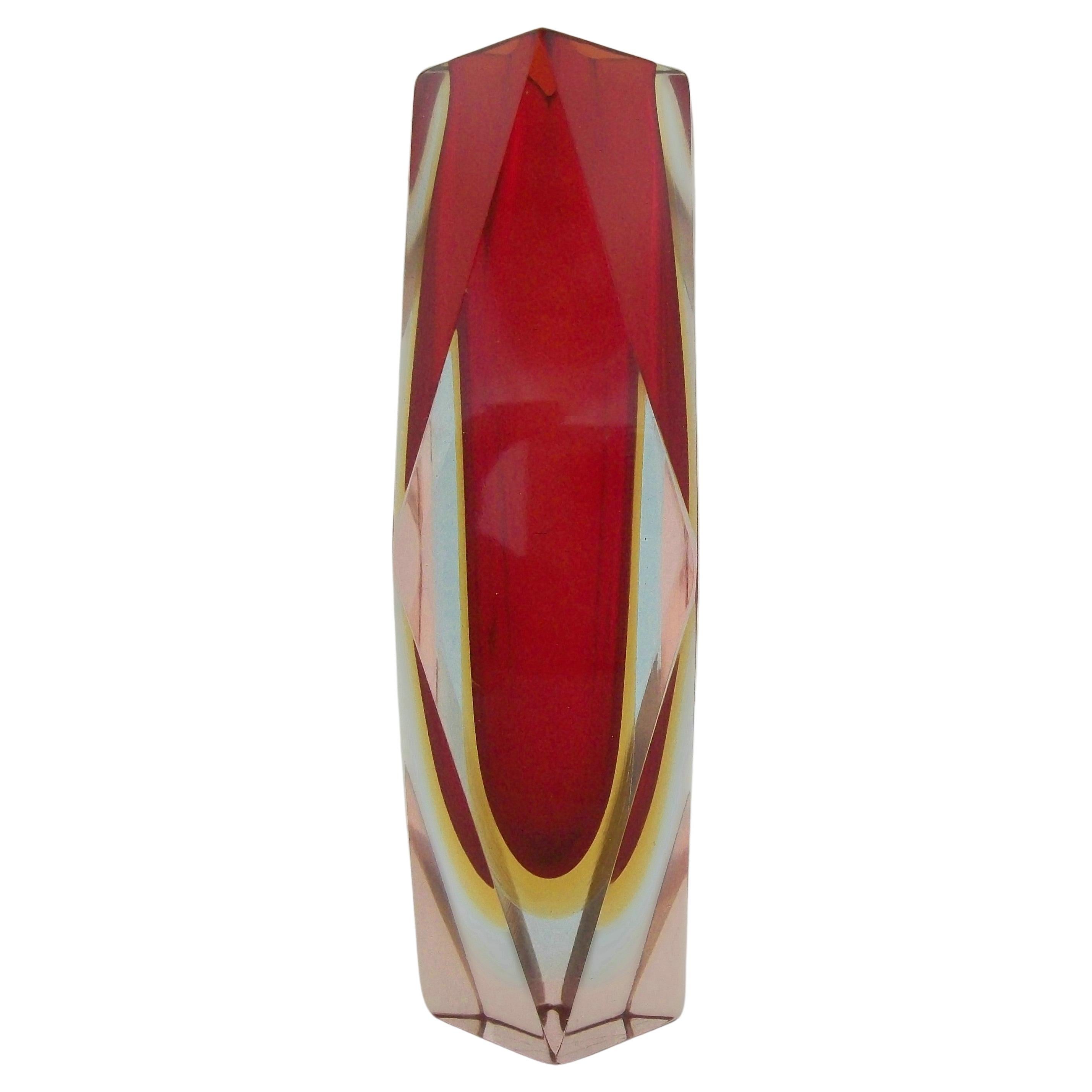 Flavio Poli, Luigi Mandruzzato, Sommerso Murano Glass Vase, Italy, C.1950's