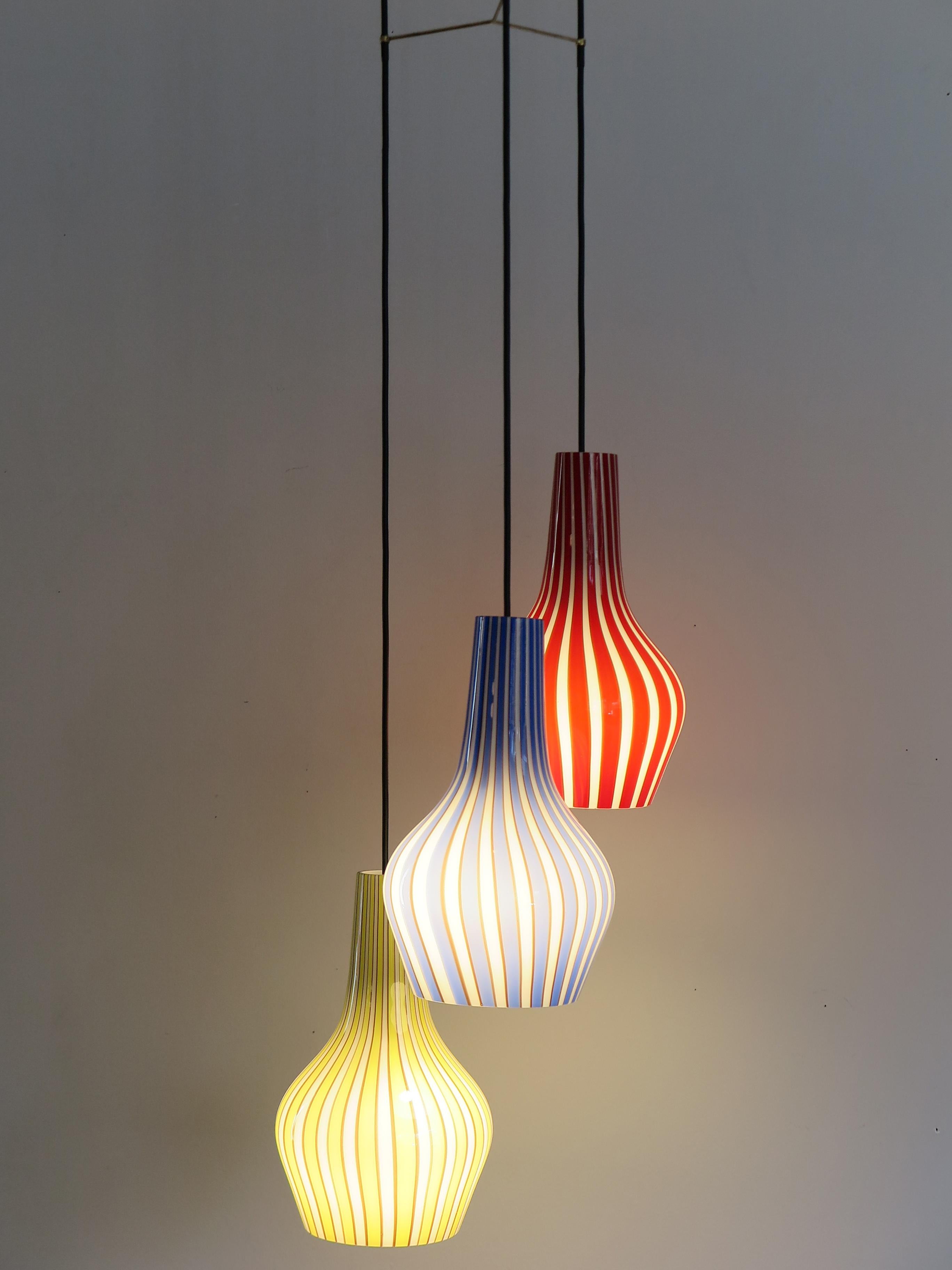 Flavio Poli Mid-Century Modern Design Pendant Glass Lamp for Seguso Italy 1950s In Good Condition For Sale In Reggio Emilia, IT