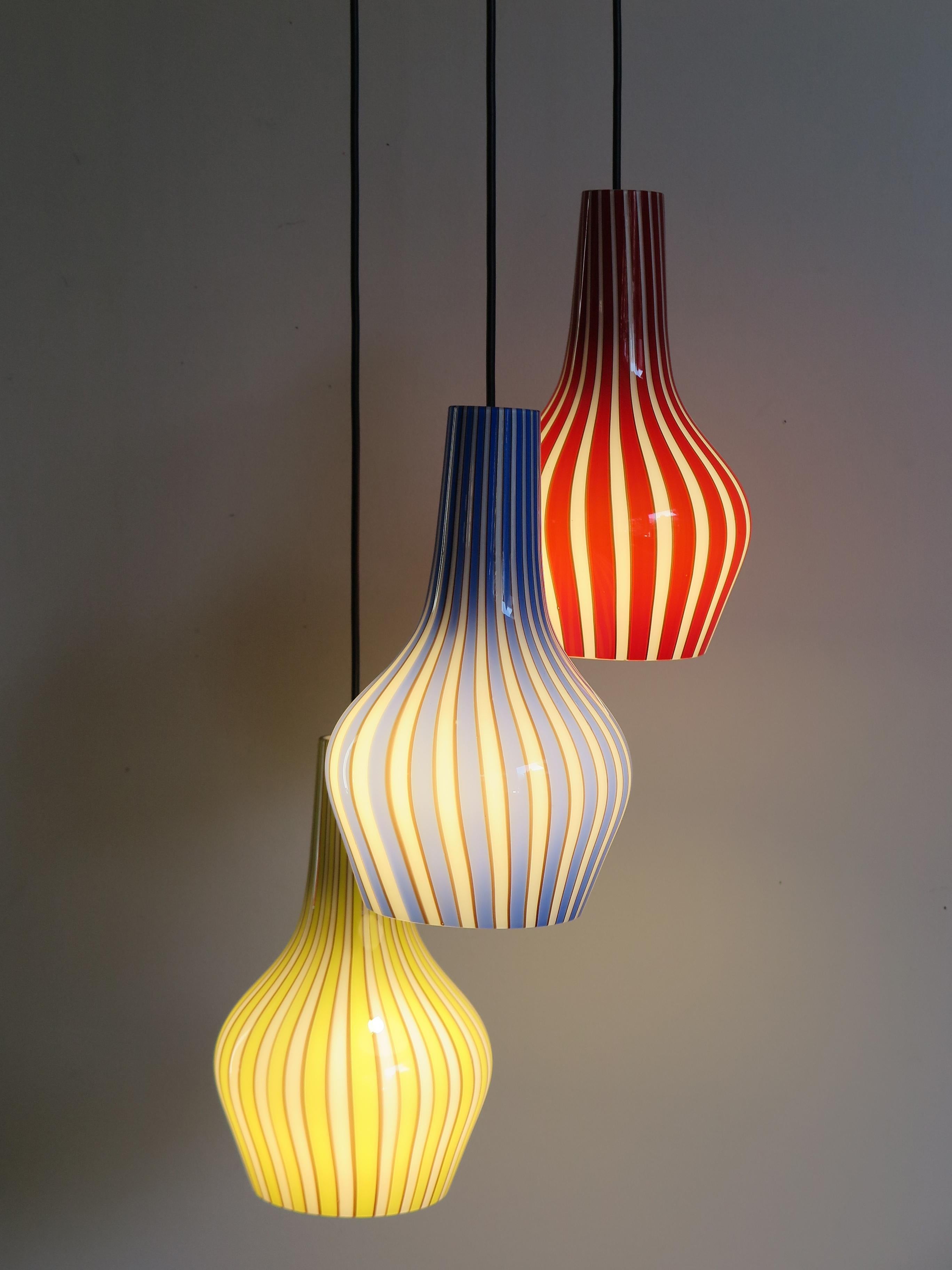 Mid-20th Century Flavio Poli Mid-Century Modern Design Pendant Glass Lamp for Seguso Italy 1950s For Sale