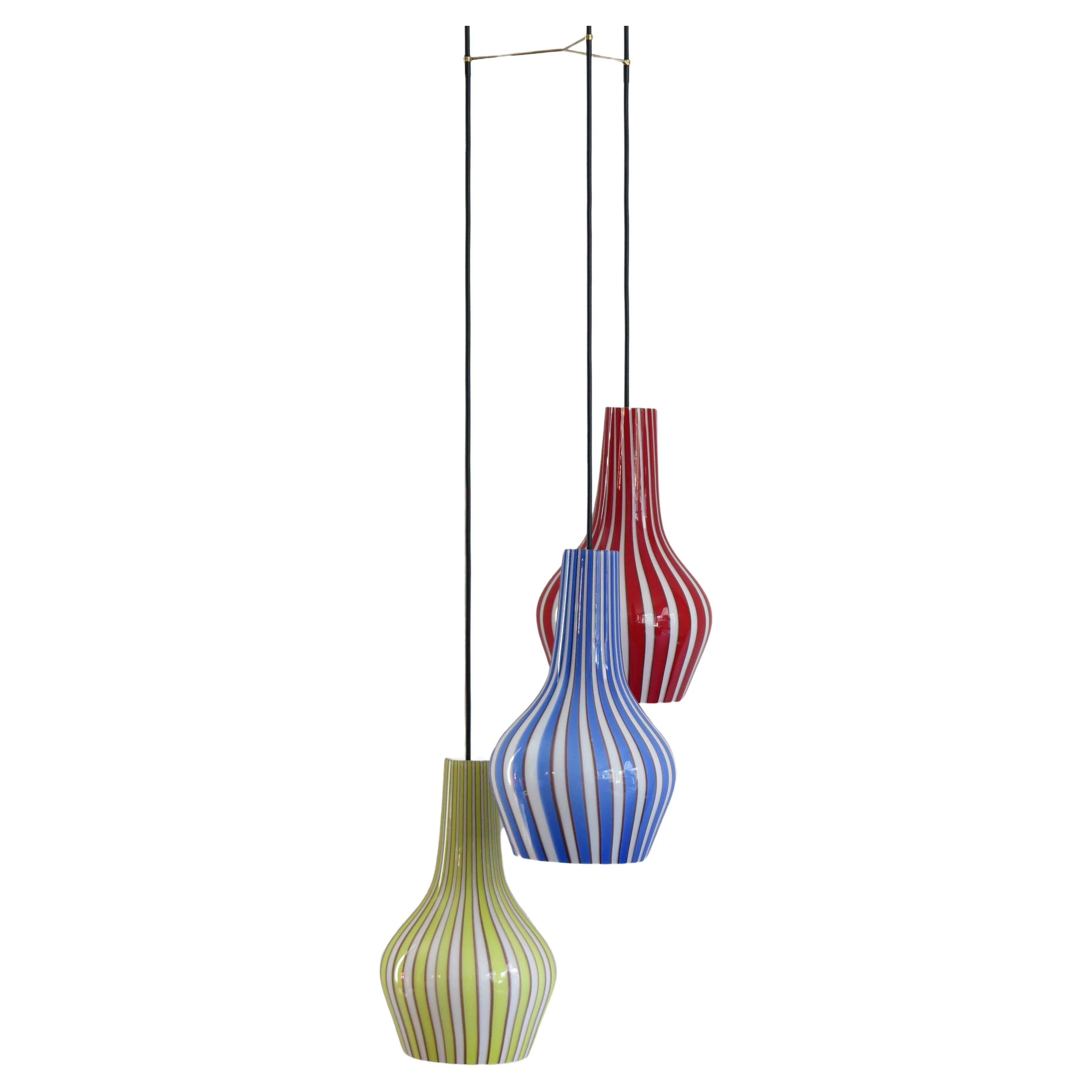 Flavio Poli Mid-Century Modern Design Pendant Glass Lamp for Seguso Italy 1950s For Sale