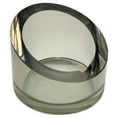 Flavio Poli Mid-Century Murano Art Crystal Glass Round Italian Ashtray, 1970s