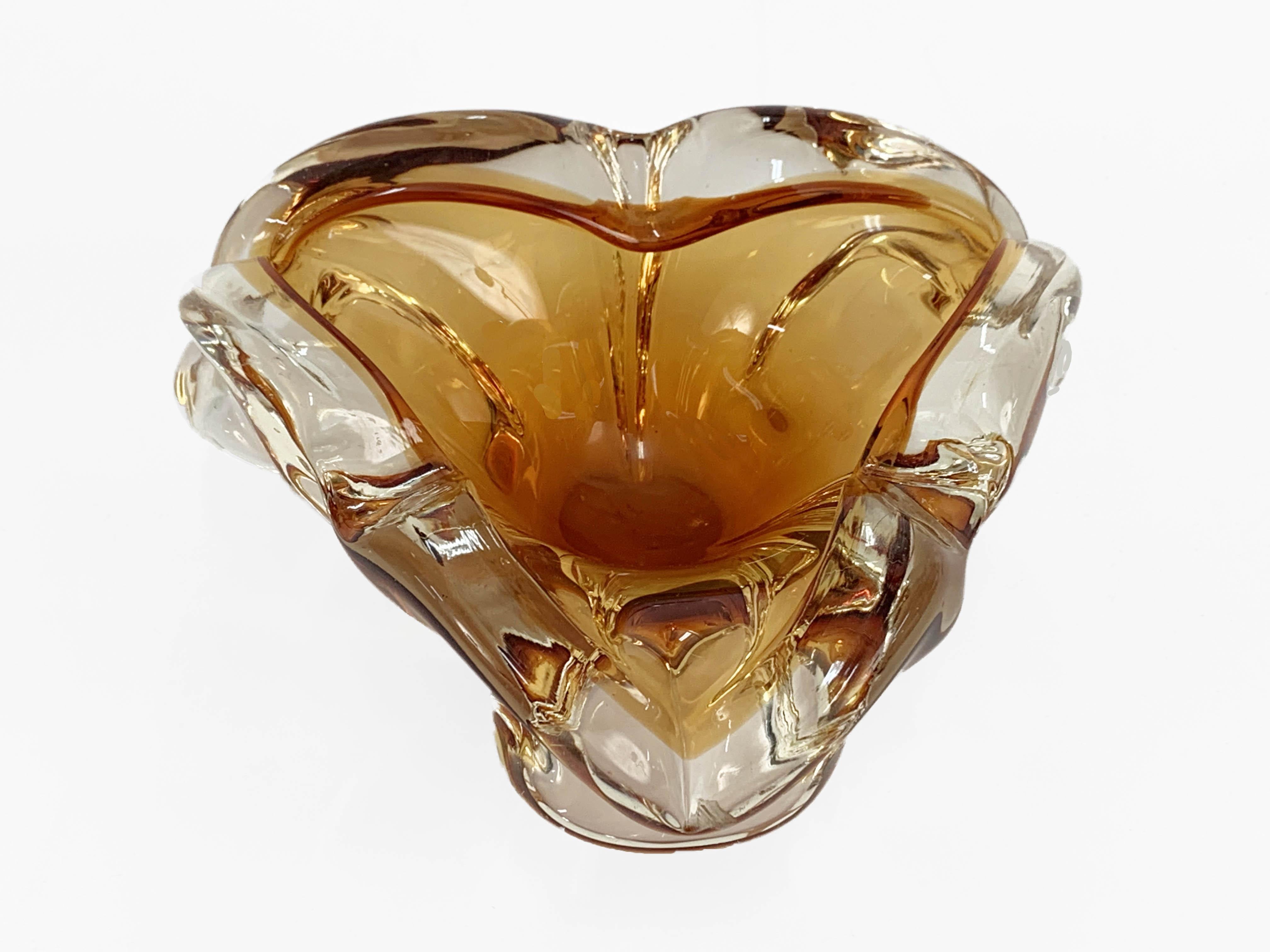 Flavio Poli Midcentury Large Amber Murano Glass Italian Bowl, 1960s 6