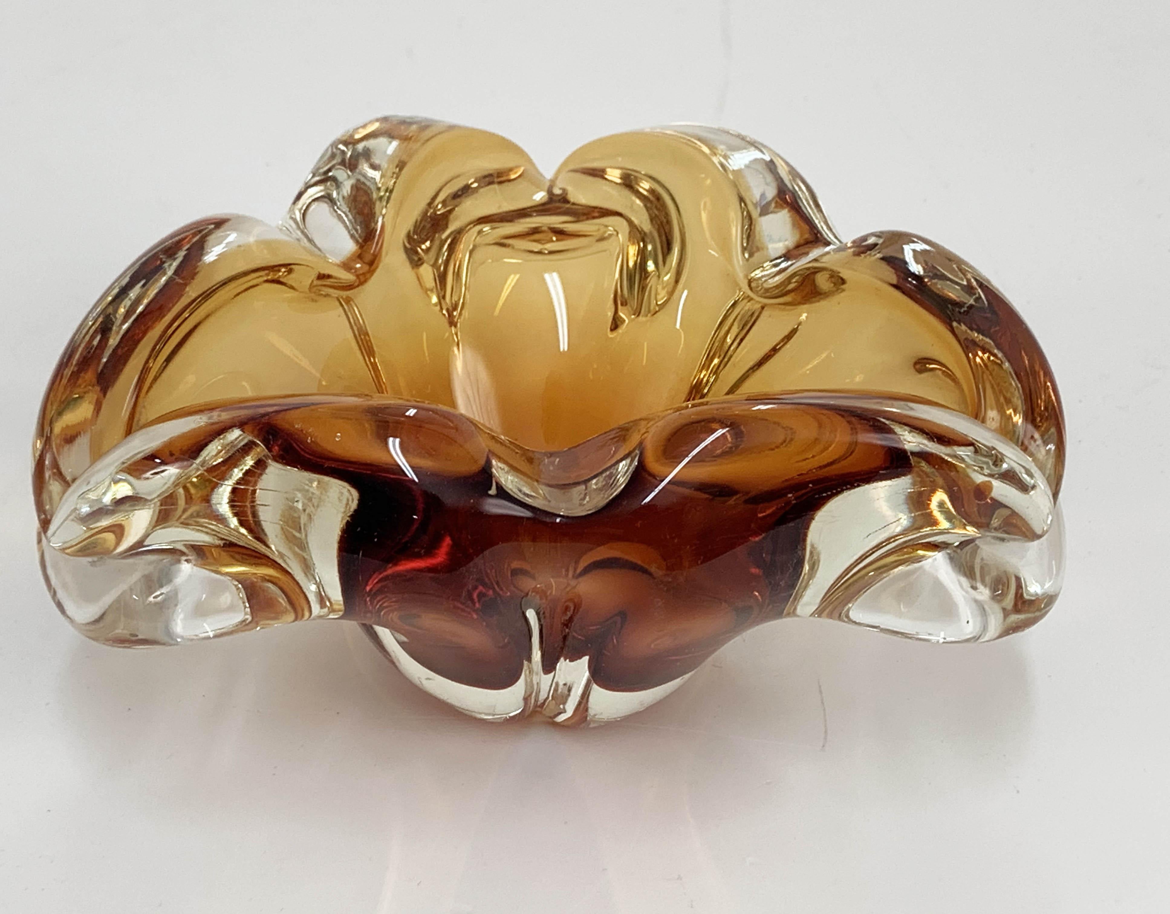 Flavio Poli Midcentury Large Amber Murano Glass Italian Bowl, 1960s 1