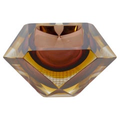 Flavio Poli Multifaceted Murano Sommerso Ashtray or Vide Poche, Italy, 1960s