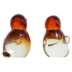 Vintage Flavio Poli Murano Glass Bird Sculptures Bookends for Segugo