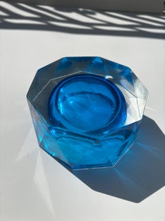 Flavio Poli Murano glass faceted ashtray , attb Seguso .