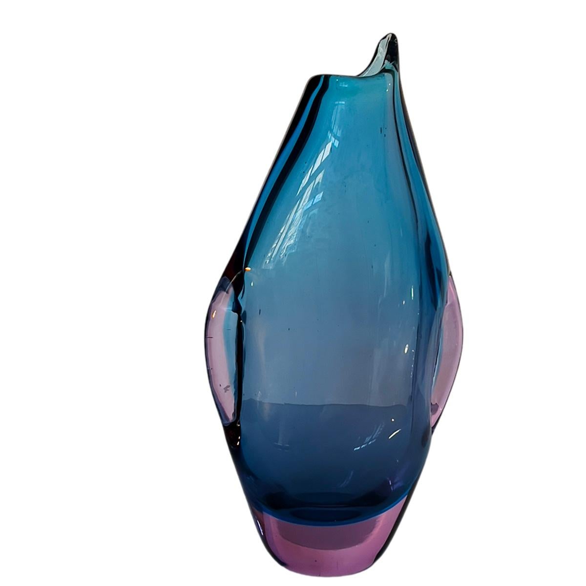 Mid-20th Century Flavio Poli Murano Glass Penguin Sommerso Vase  1960´s For Sale