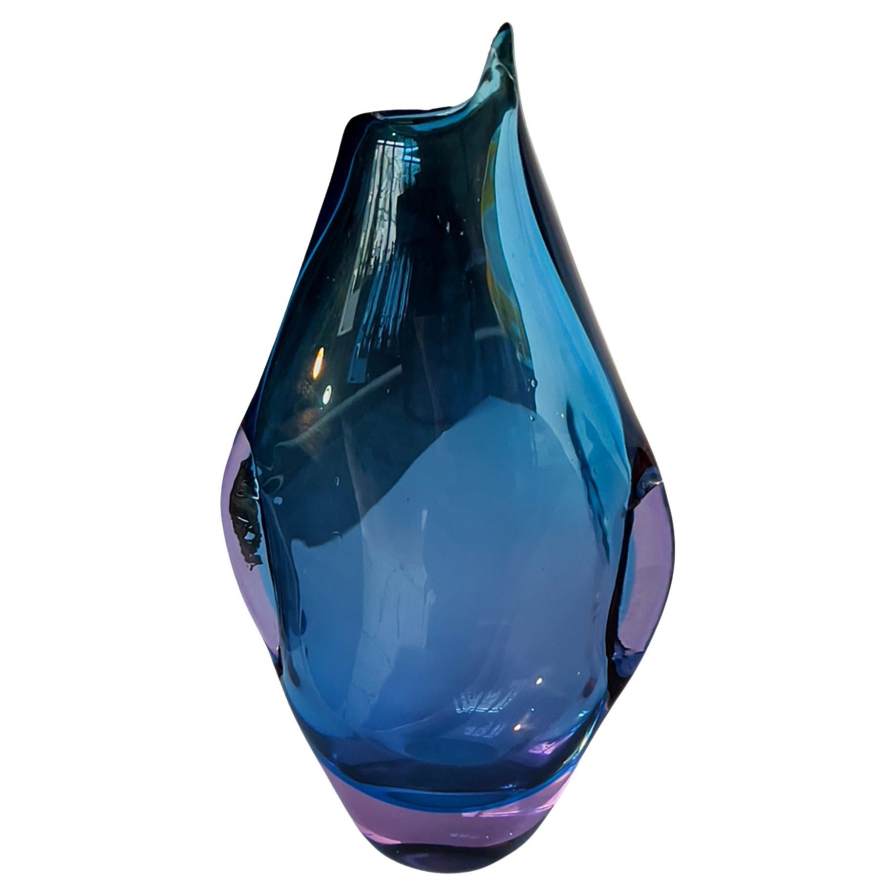 Vase en verre Murano Glass Sommerso de Flavio Poli  1960's