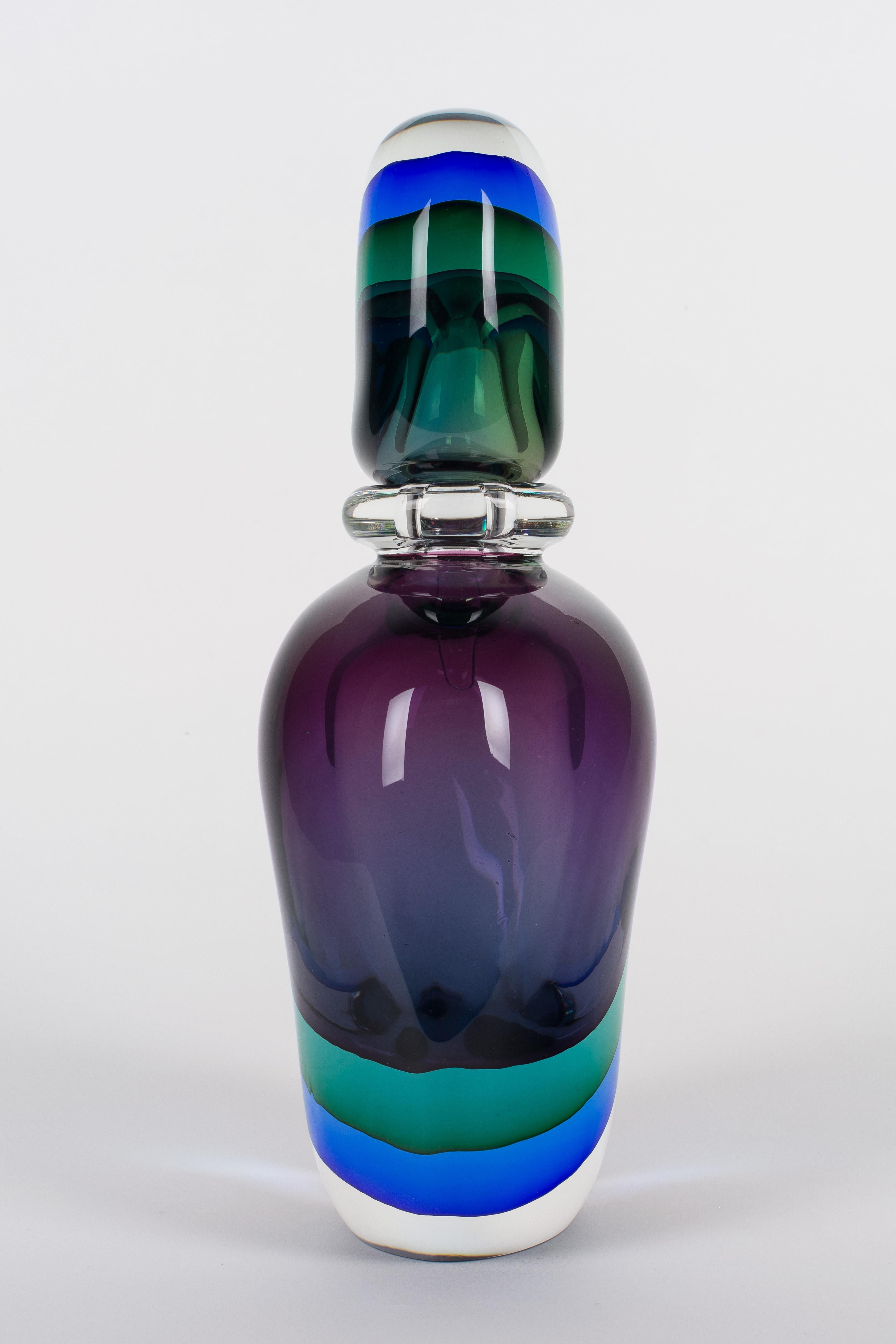 Mid-Century Modern Flavio Poli Murano Glass Sommerso Bottle