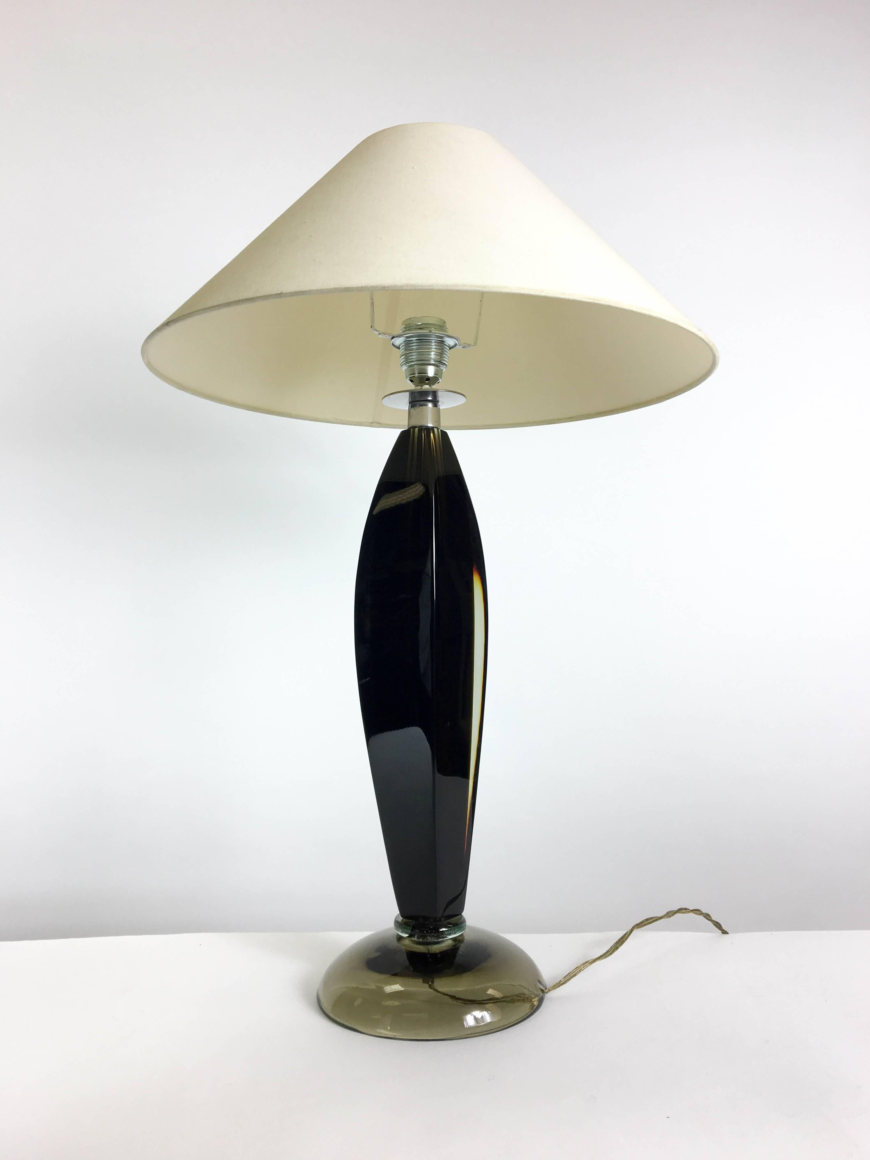Italian Flavio Poli Murano Glass Table Lamp for Seguso, 1960s For Sale