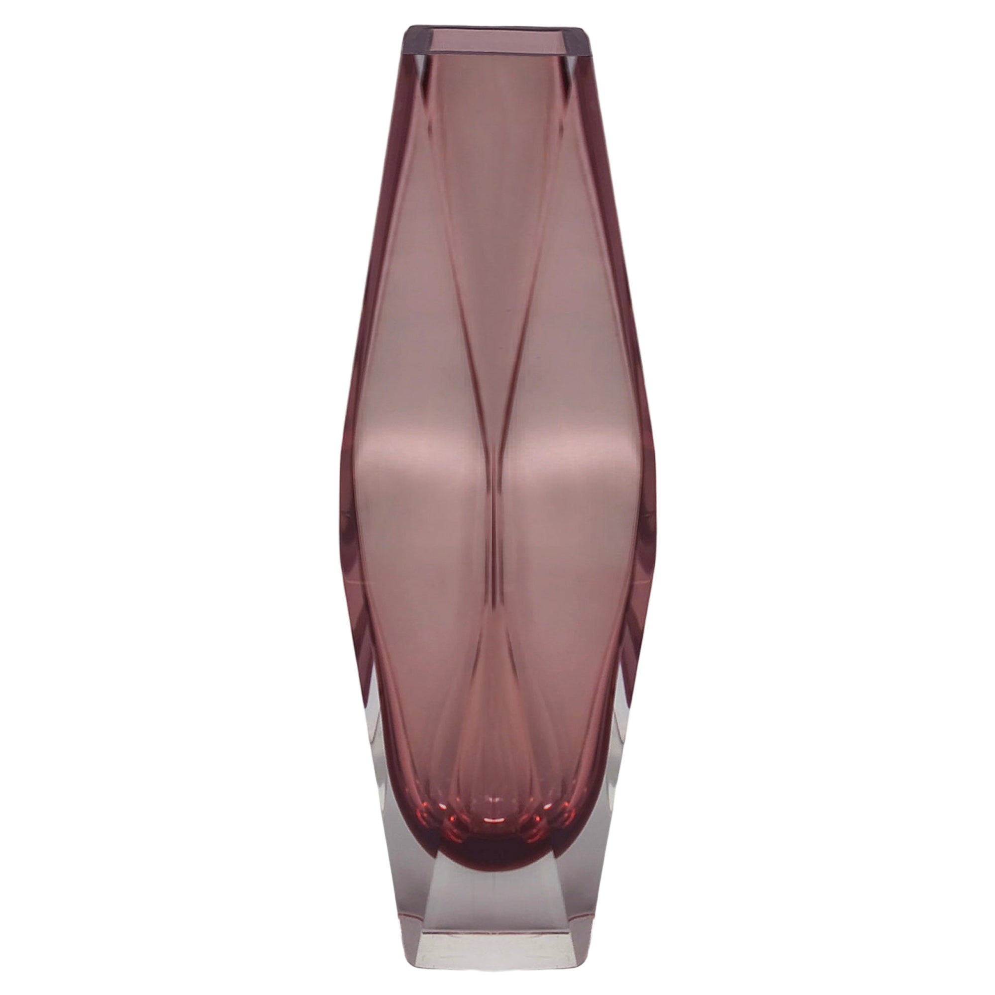 Flavio Poli Murano Glass Vase, Sommerso Technique, Pink, 1960s For Sale