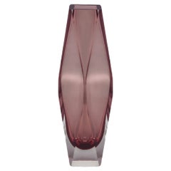 Flavio Poli Murano Glass Vase, Sommerso Technique, Pink, 1960s
