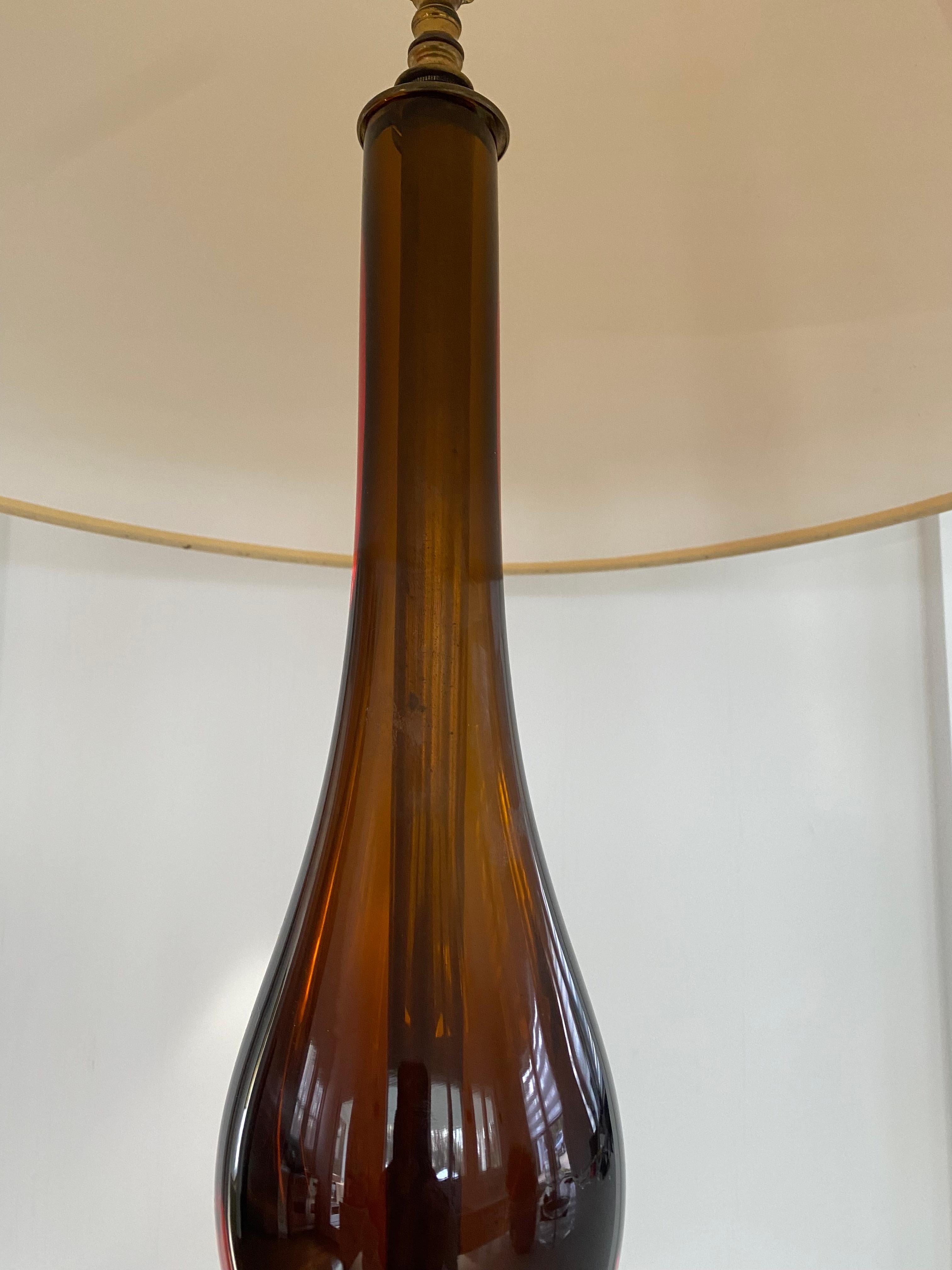 Flavio Poli Murano Italien Sommerso Glas Doppelkürbis geformte Tischlampe (Moderne der Mitte des Jahrhunderts) im Angebot