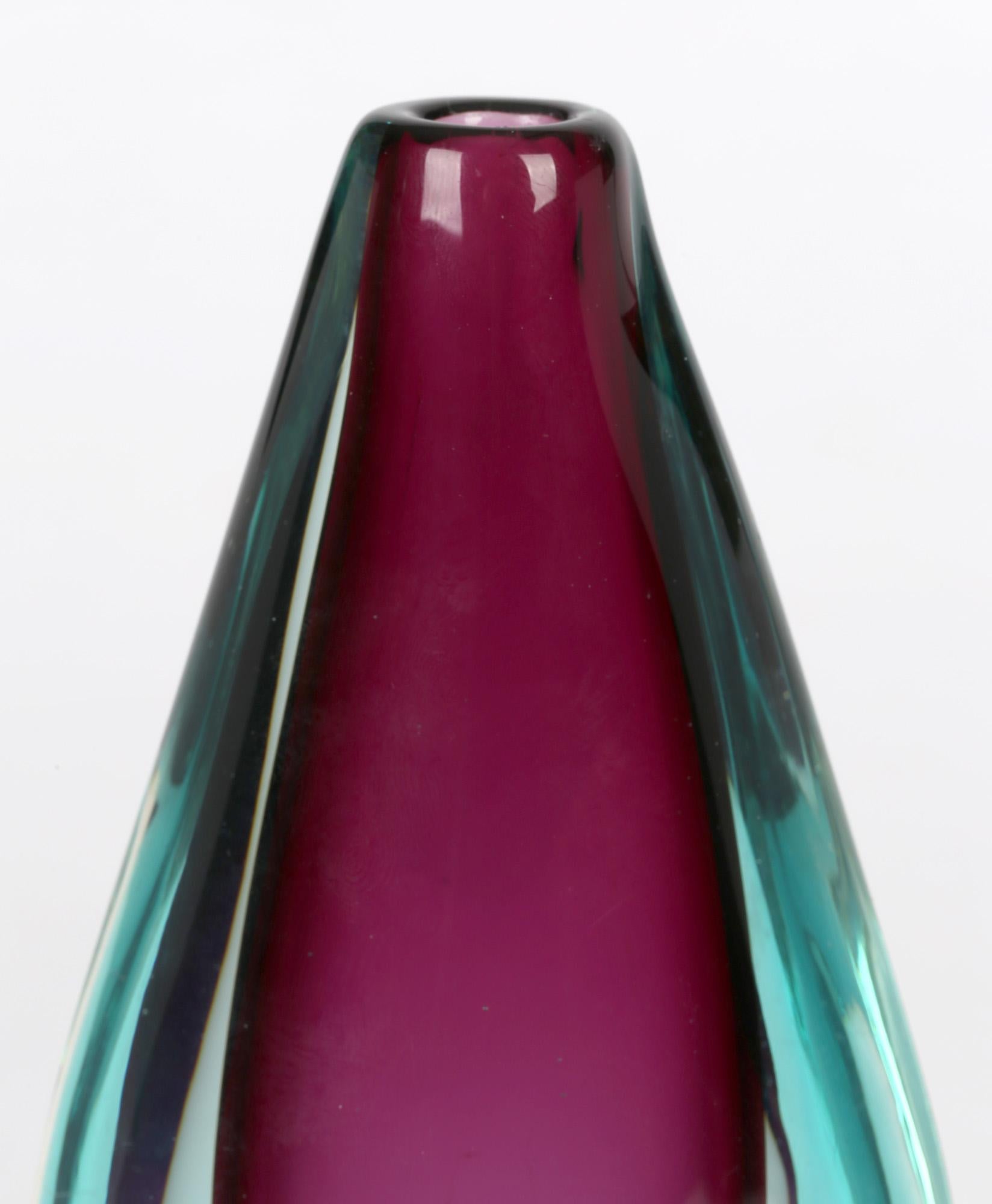 Flavio Poli Murano Sommerso Blue & Purple Art Glass Vase 2
