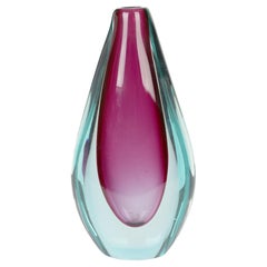 Flavio Poli Murano Sommerso Blue & Purple Art Glass Vase