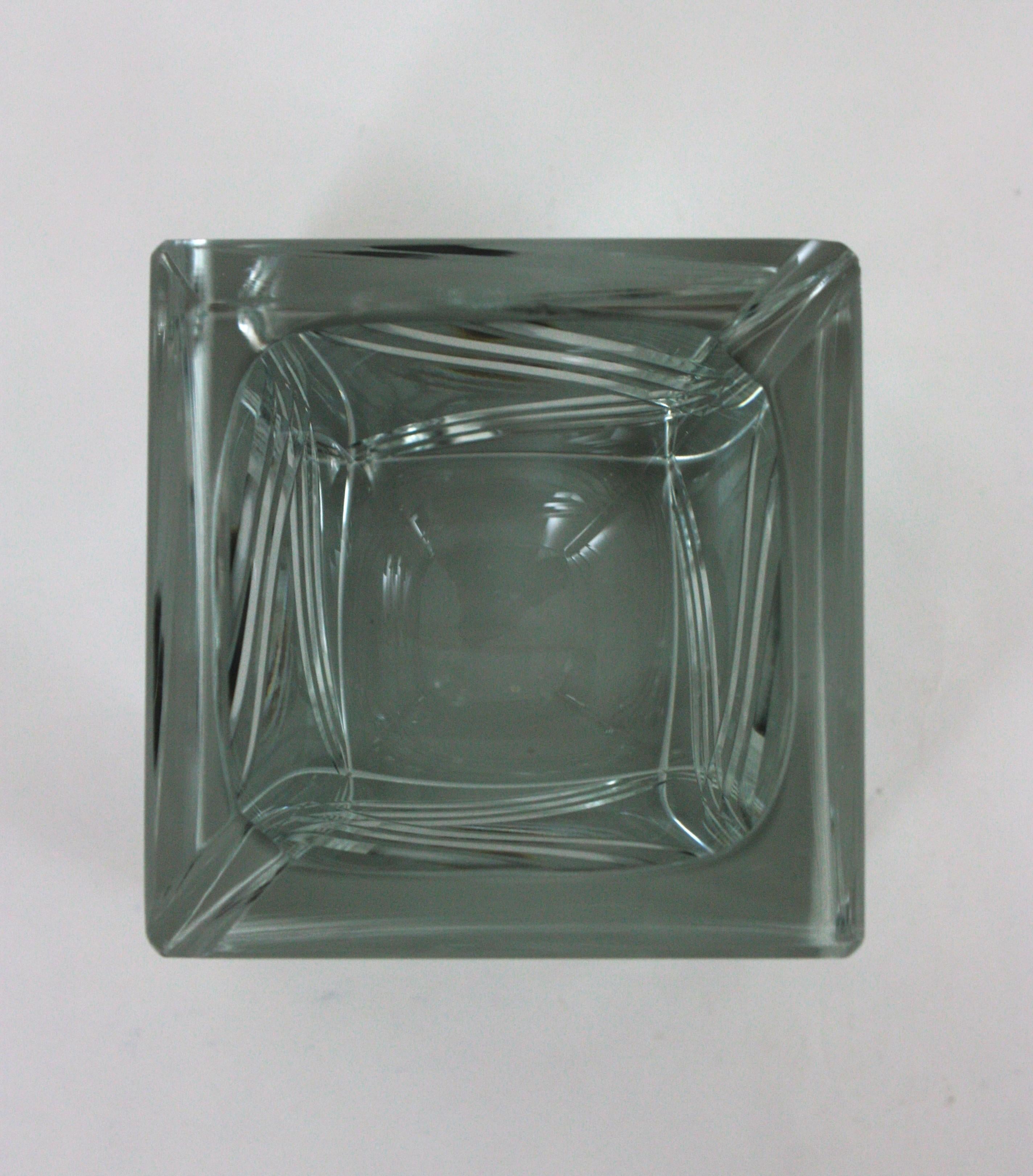 Flavio Poli Murano Sommerso Grau Facettiertes Kunstglas Schale / Aschenbecher im Angebot 4