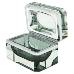 Flavio Poli Murano Sommerso Smoked Grey Faceted Glass Box