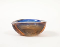 Flavio Poli Orange/Blue Murano Glass Vide Poche