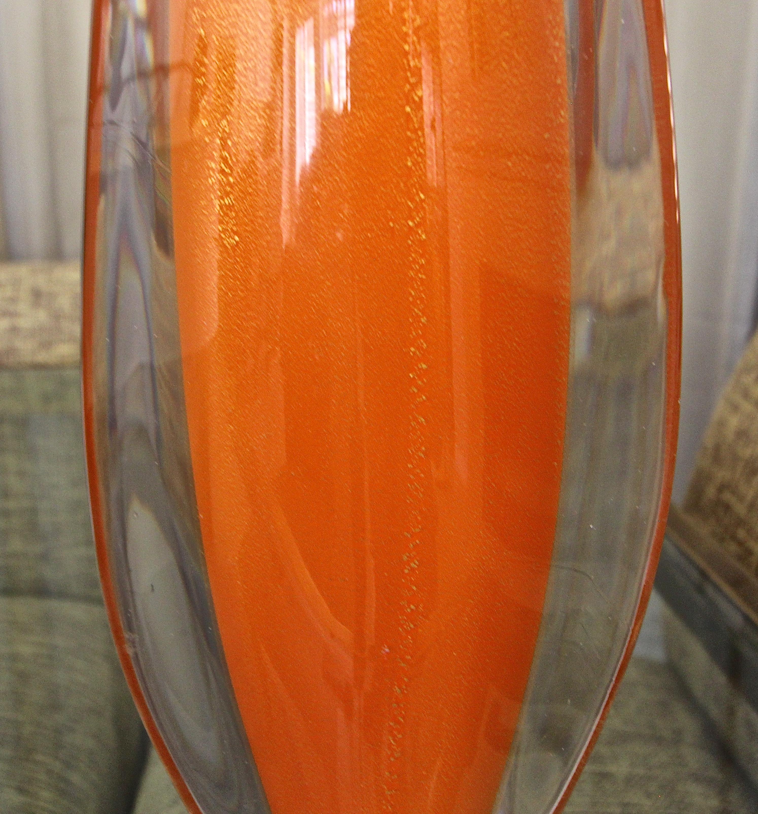 Flavio Poli Orange Murano Glass Table Lamp For Sale 2