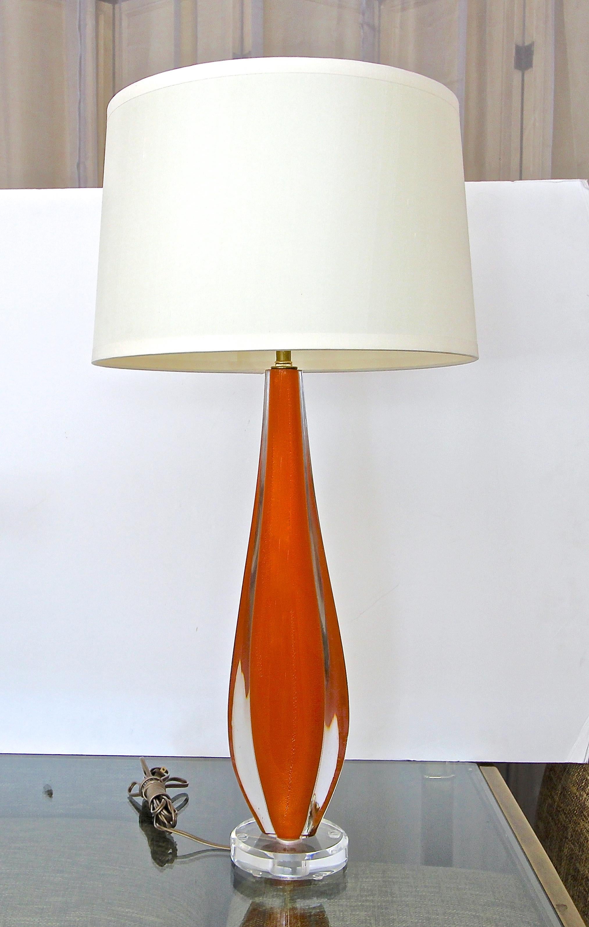 Flavio Poli Orange Murano Glas Tischlampe im Angebot 8