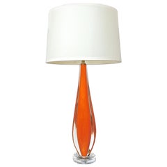 Flavio Poli Orange Murano Glass Table Lamp