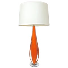 Flavio Poli Orange Murano Glas Tischlampe